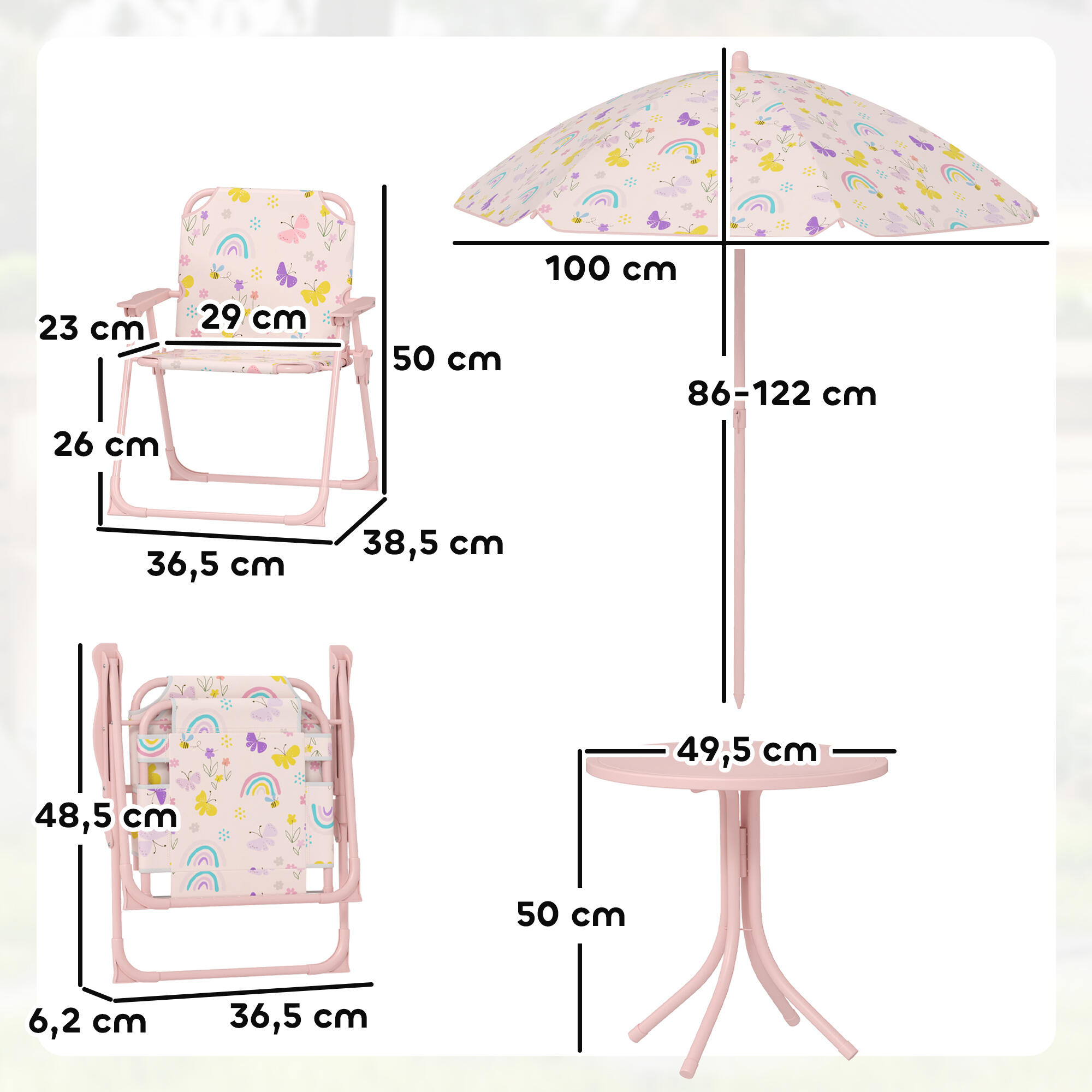 Conjunto camping Infantil AIYAPLAY 49.5x49.5x50 cm Rosa 3/7
