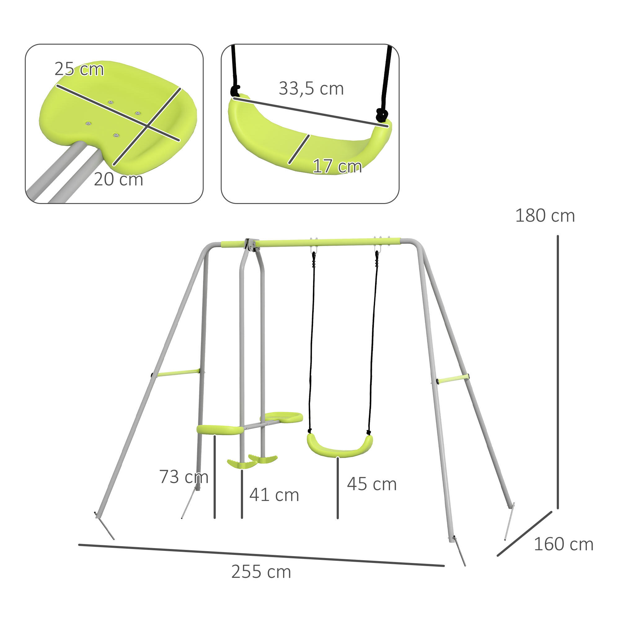 255x160x180 cm verde e cinza Outsunny 3/7