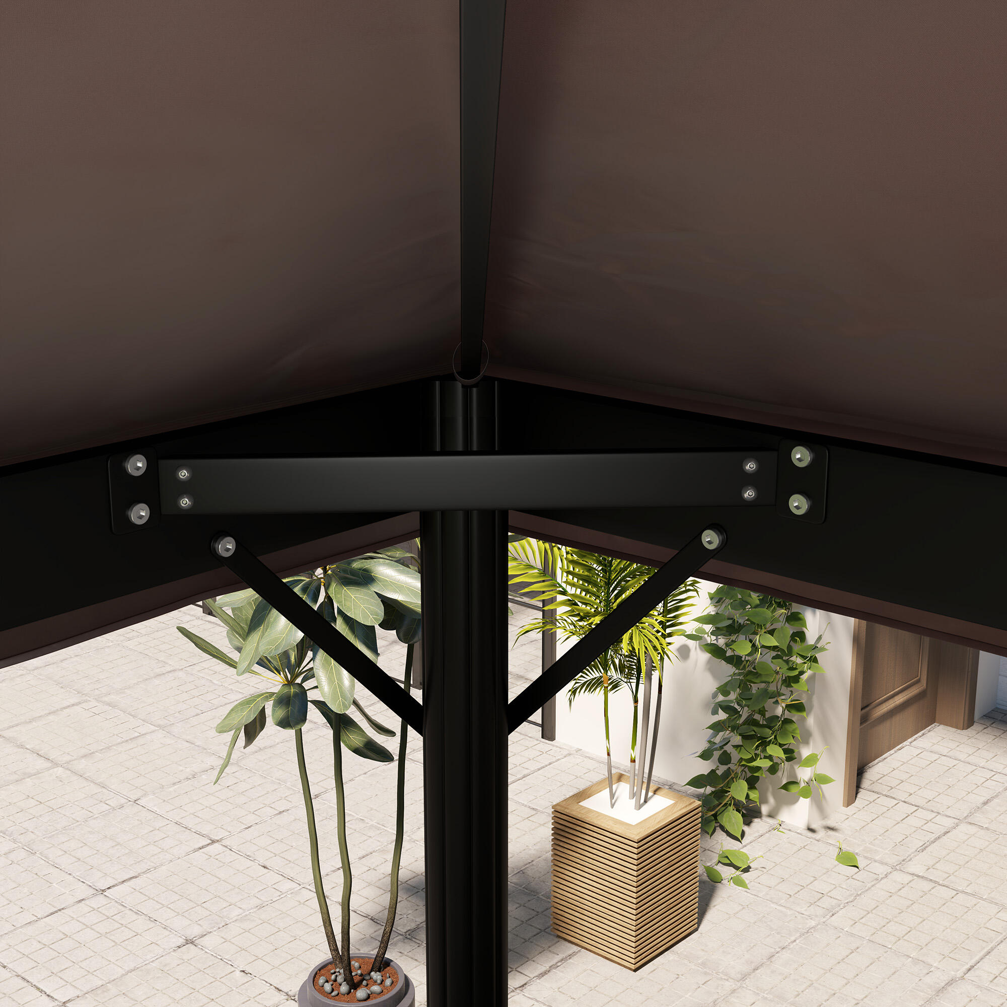 Toldo de substituição 400x300 cm café Outsunny 5/7