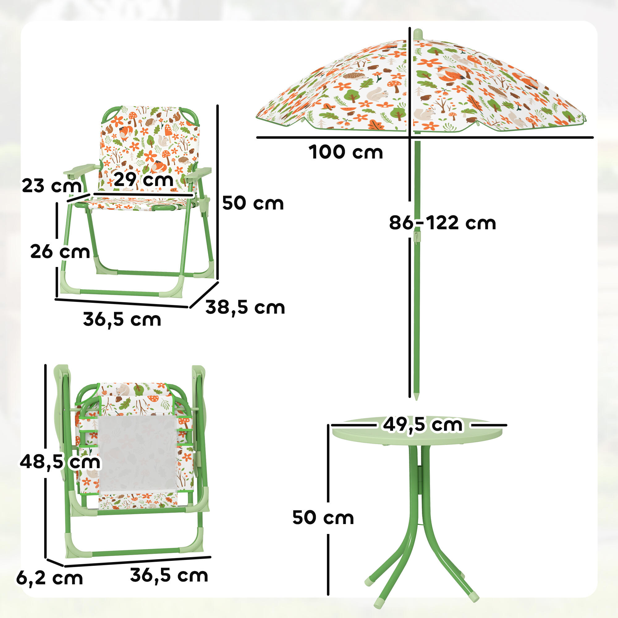 Conjunto camping Infantil AIYAPLAY 49.5x49.5x50 cm Verde 3/7