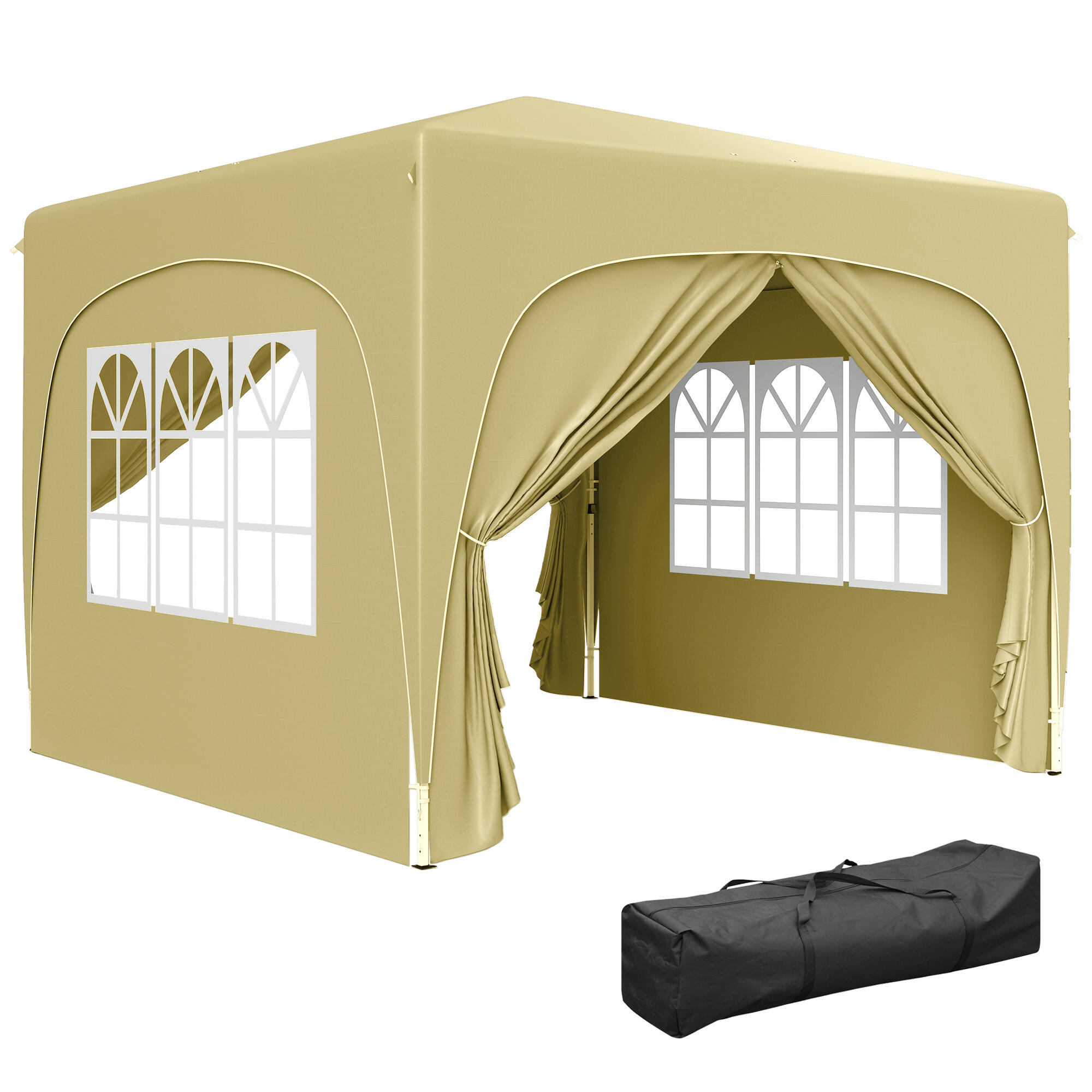 Tenda dobrável 300x300x273 cm cor de areia outsunny