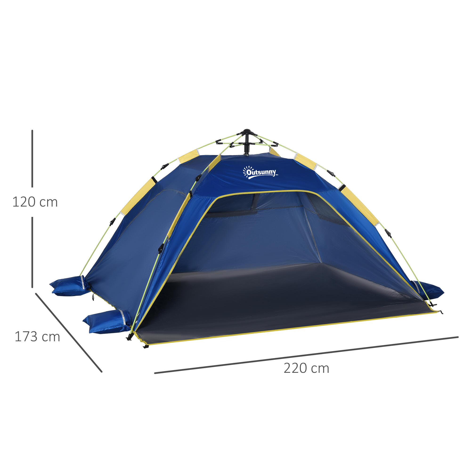 Tenda de praia 220x173x120 cm azul marrinho Outsunny 3/7