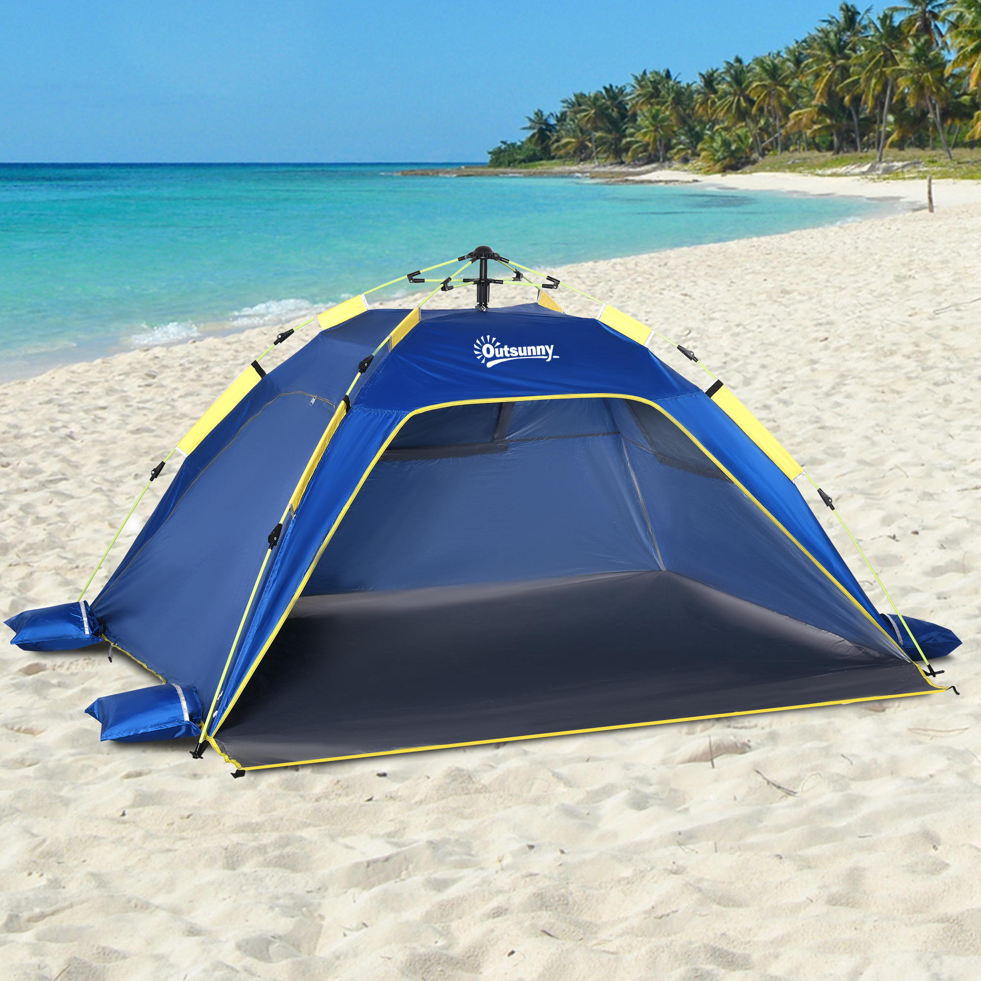 Tenda de praia 220x173x120 cm azul marrinho Outsunny 2/7