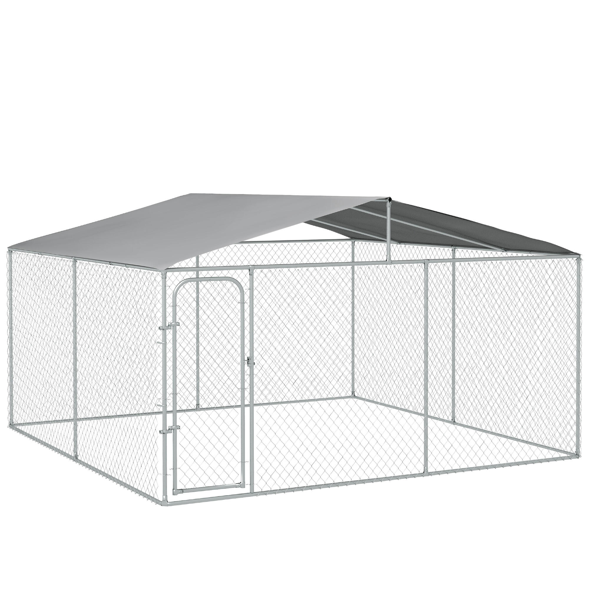 Canil para cães 400x400x232 cm prata pawhut