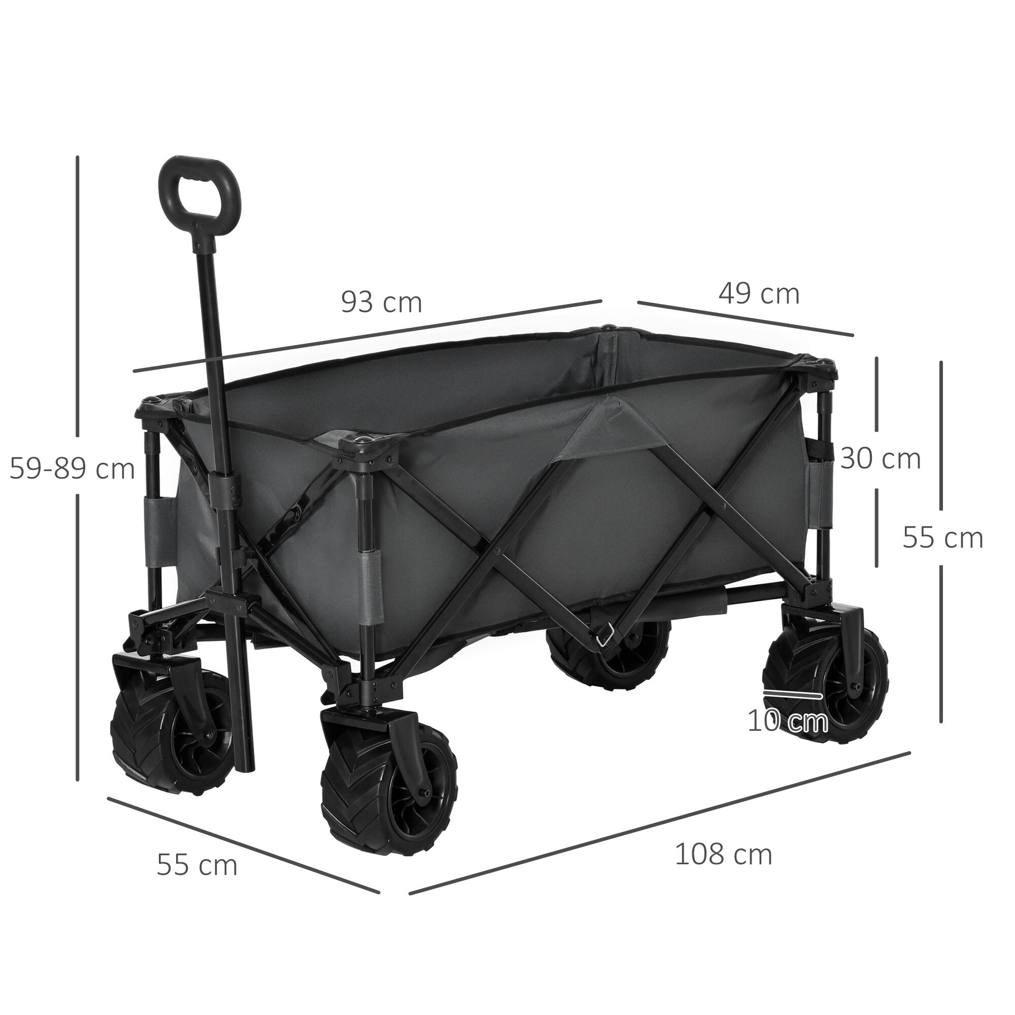 Carro de playa Outsunny 108x55x89 cm Gris Oscuro 3/7