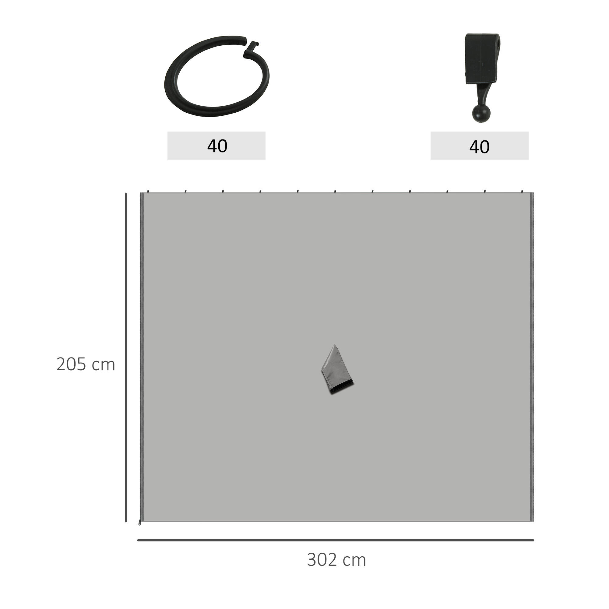 Paredes laterais para tenda 302x205 cm cinza claro Outsunny 3/7
