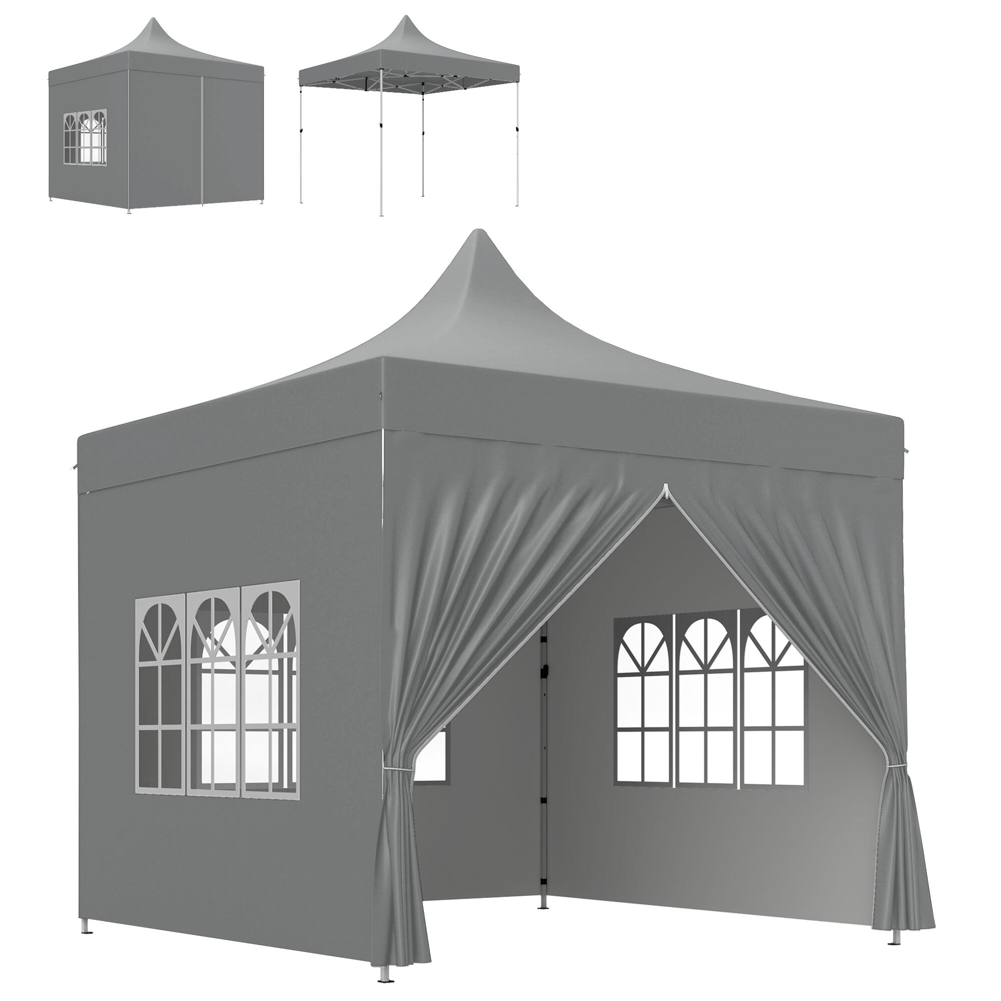 Tenda dobrável 290x290x325 cm cinzento outsunny