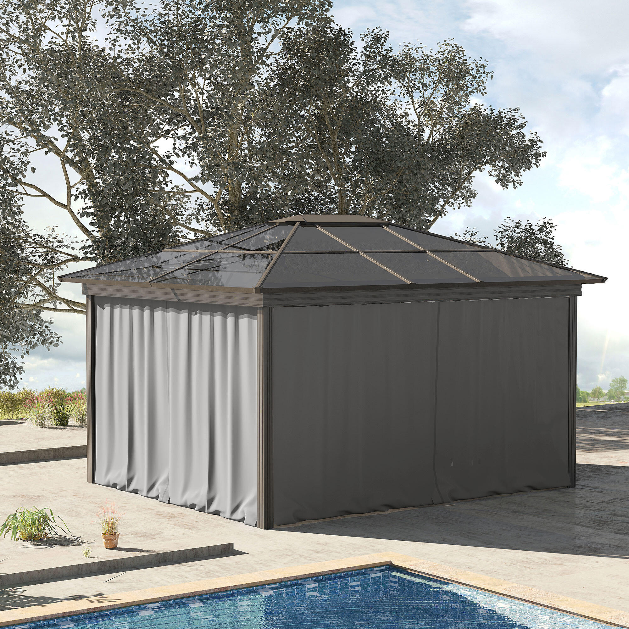 Paredes laterais para tenda 302x205 cm cinza claro Outsunny 2/7