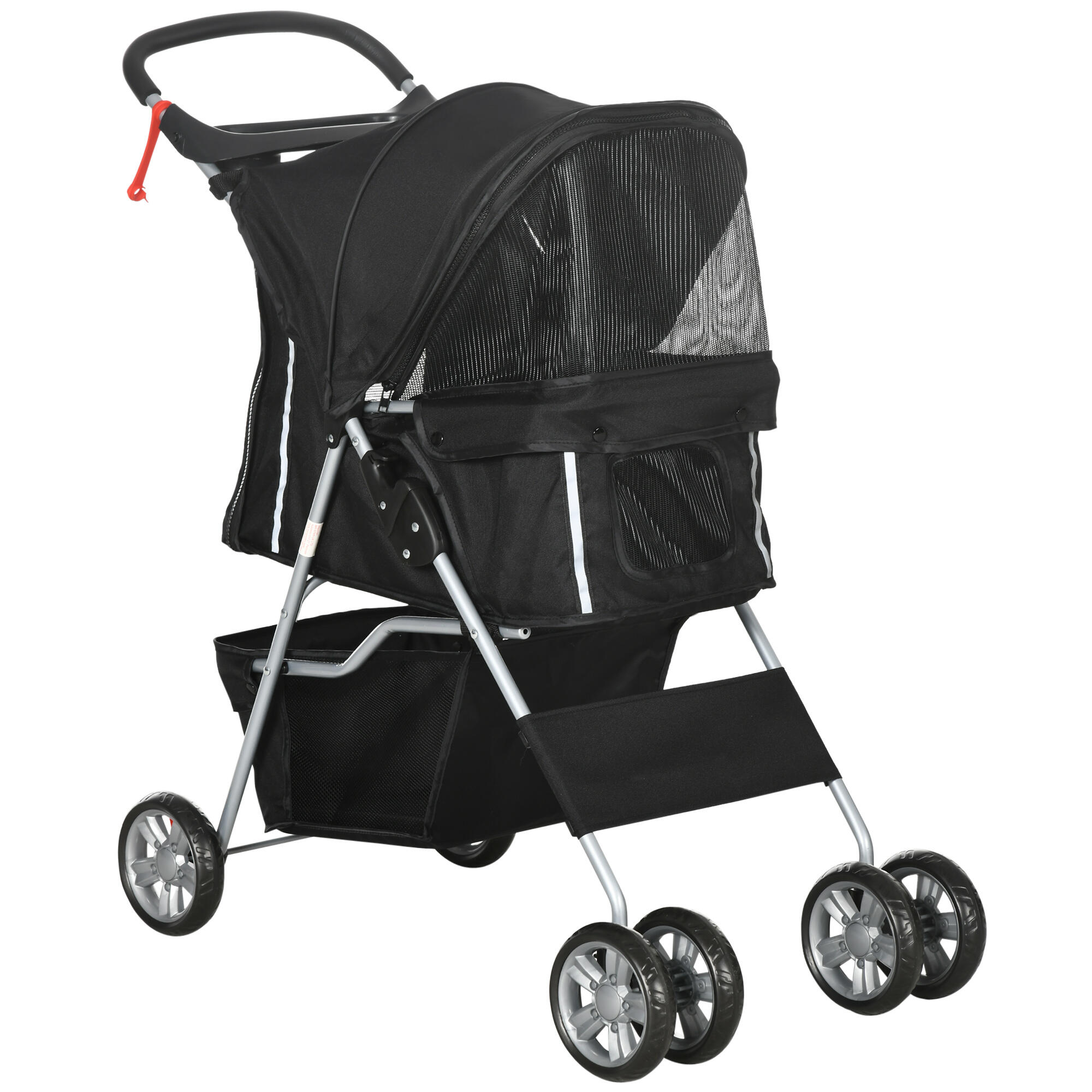 PAWHUT Carrinho animais de estimação 75x45x97 cm preto PawHut