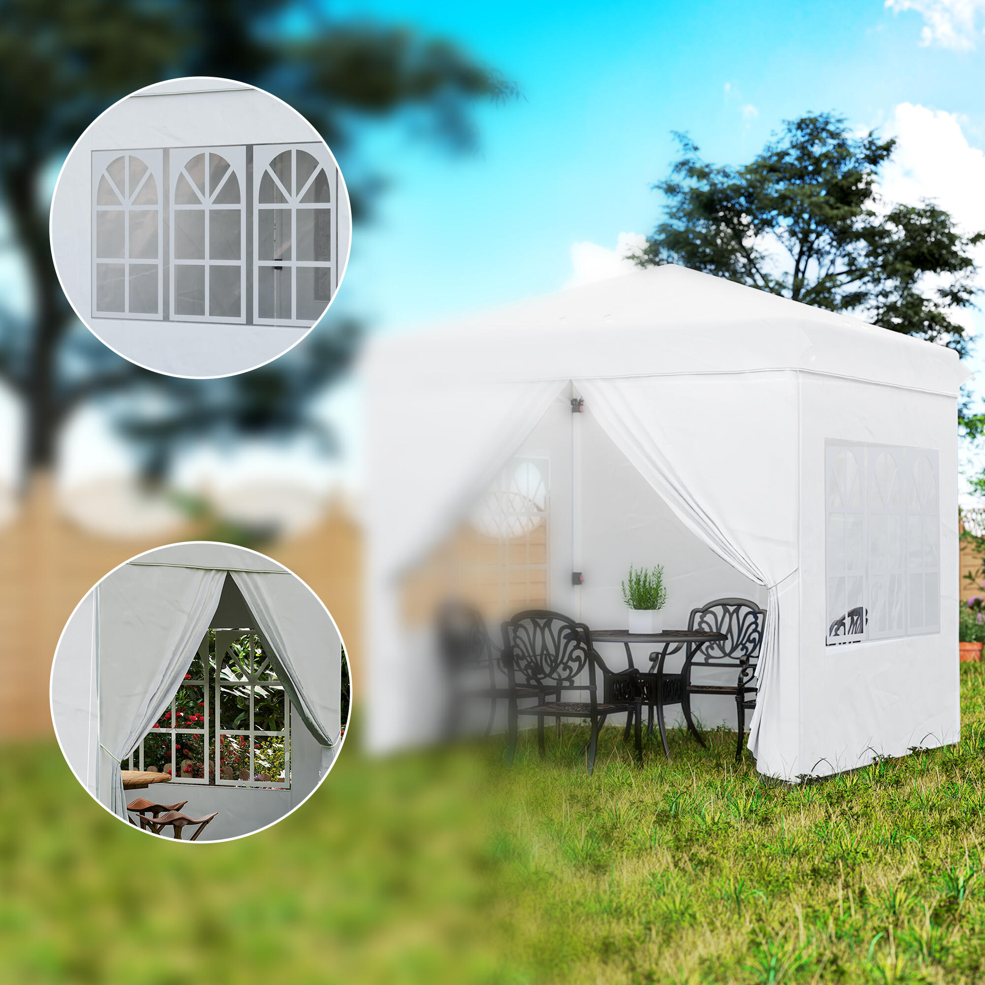 Carpa Plegable Outsunny 248x248x270 cm Blanco 4/8