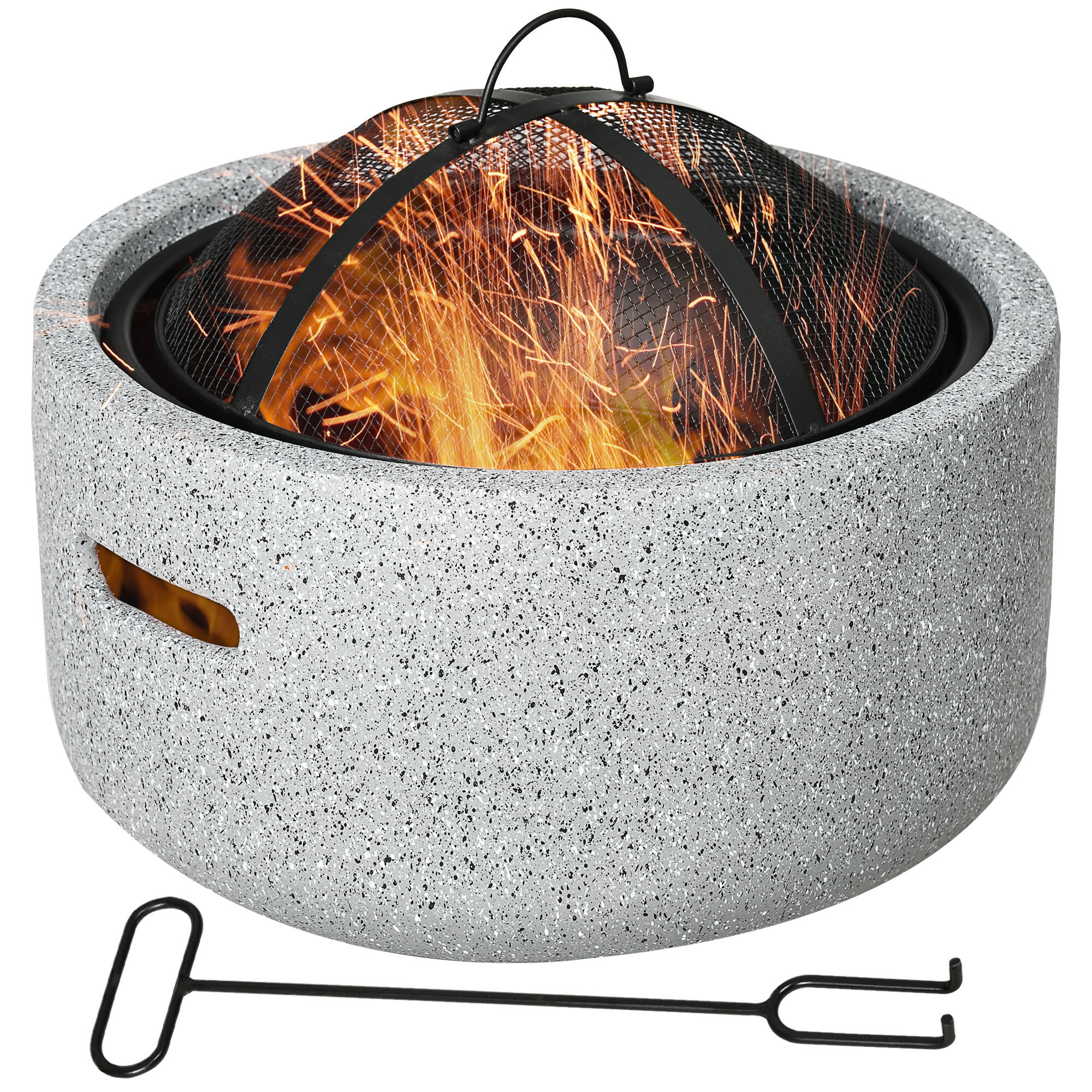 OUTSUNNY Braseiro exterior ø45x34 cm cinzento Outsunny