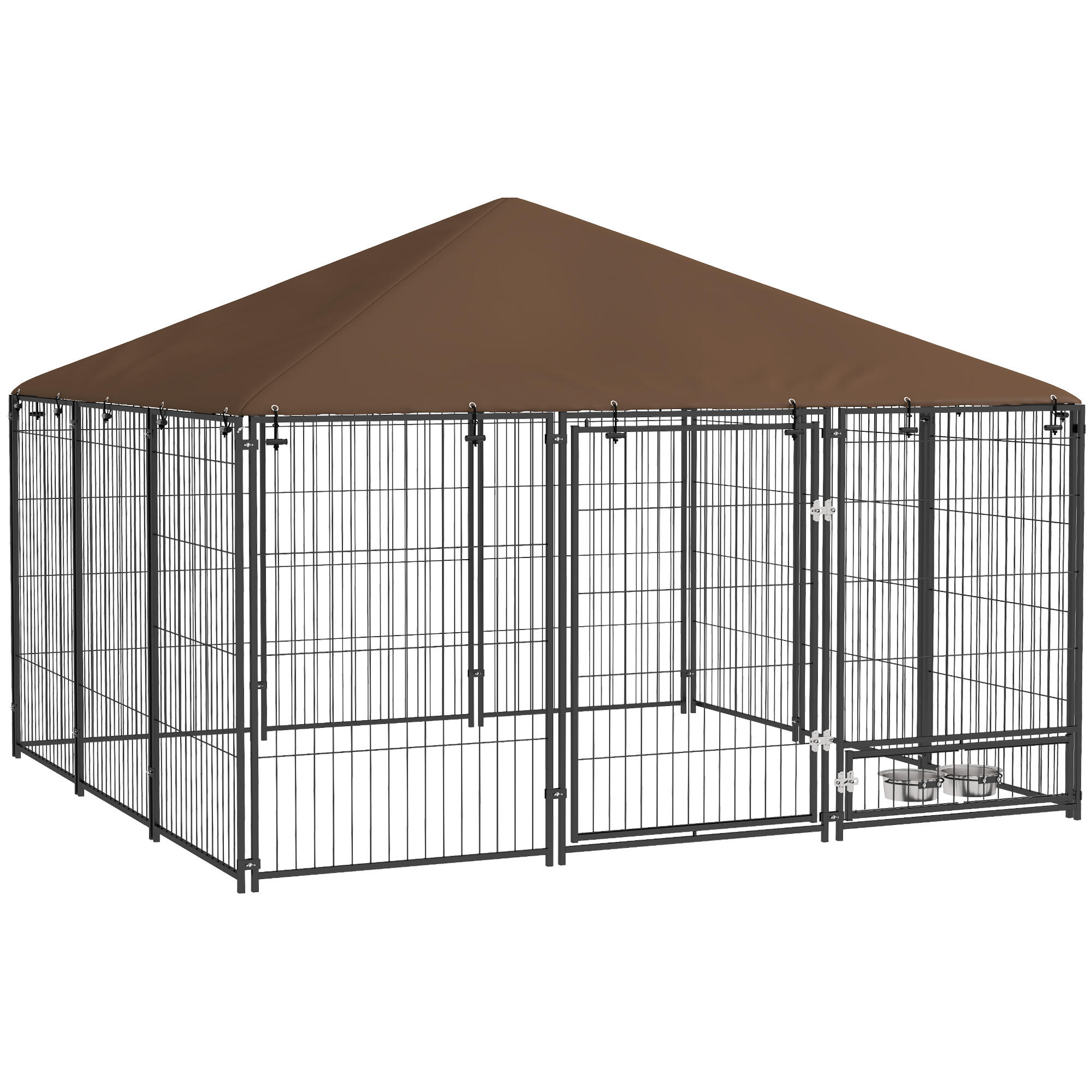 PAWHUT Parque para cães 211x211x151 cm preto e marrom PawHut