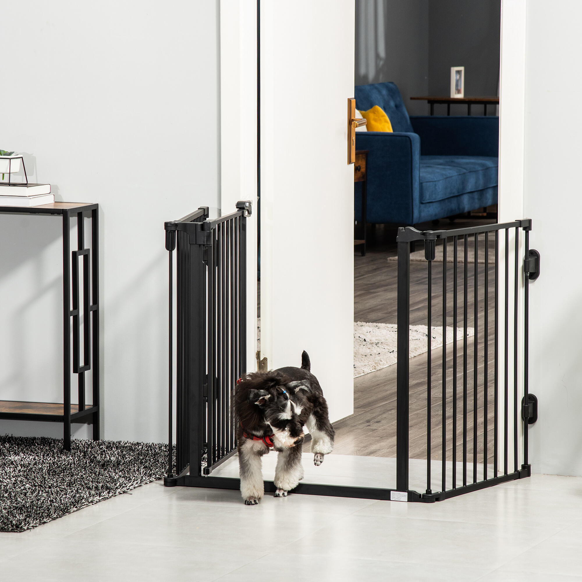 Barrera para Perros PawHut 202.5x2x76 cm Negro 5/7