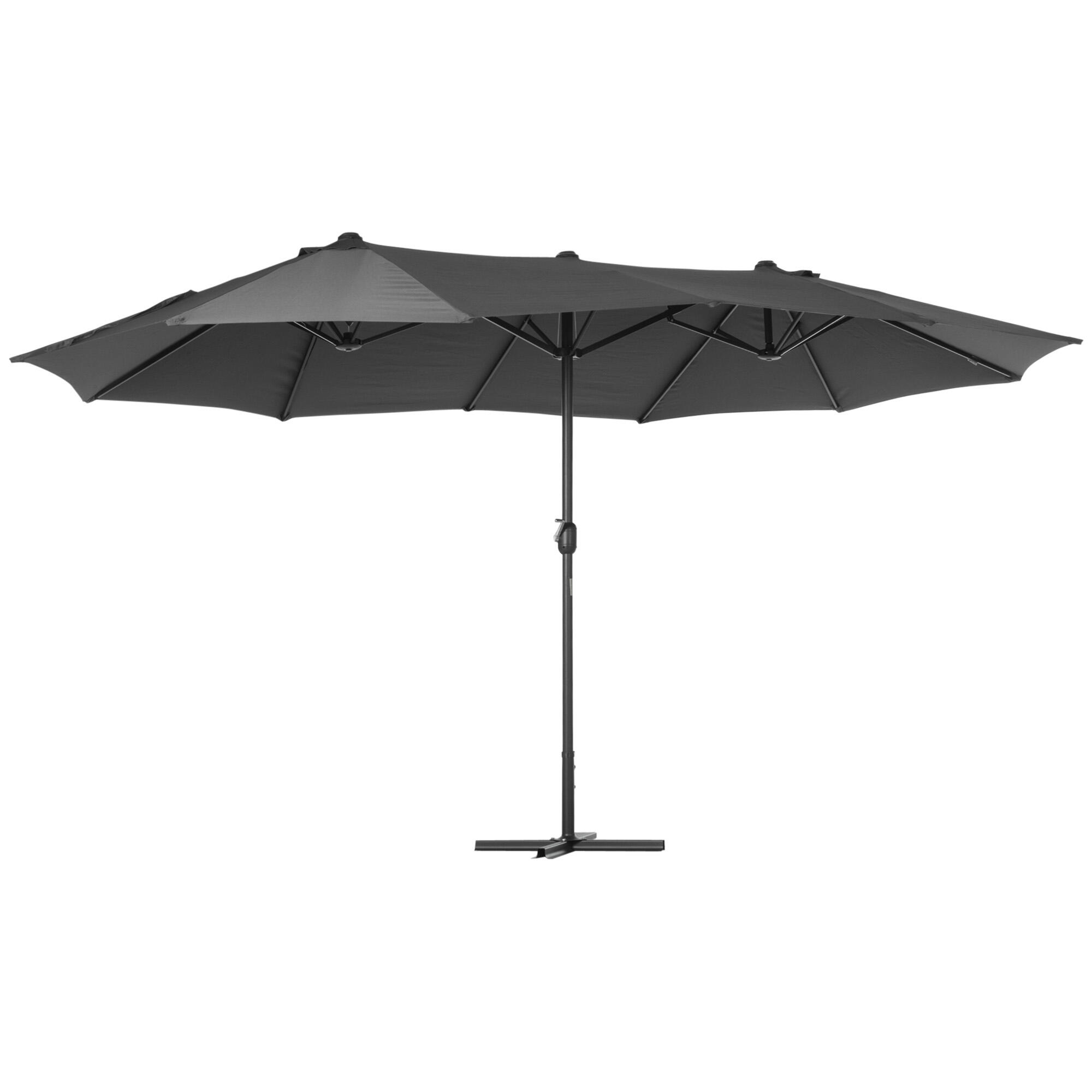 Chapéu de sol duplo 455x265x238 cm cinzento outsunny