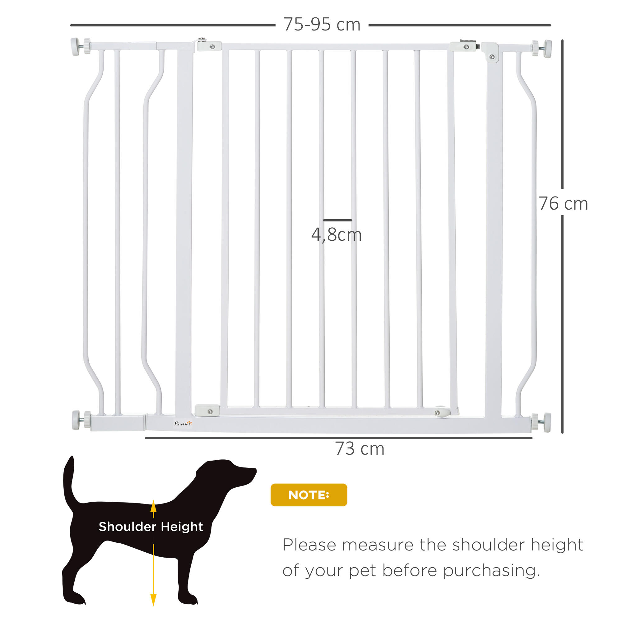 Barreira de segurança para cães 73x75-95x76 cm branco PawHut 3/7
