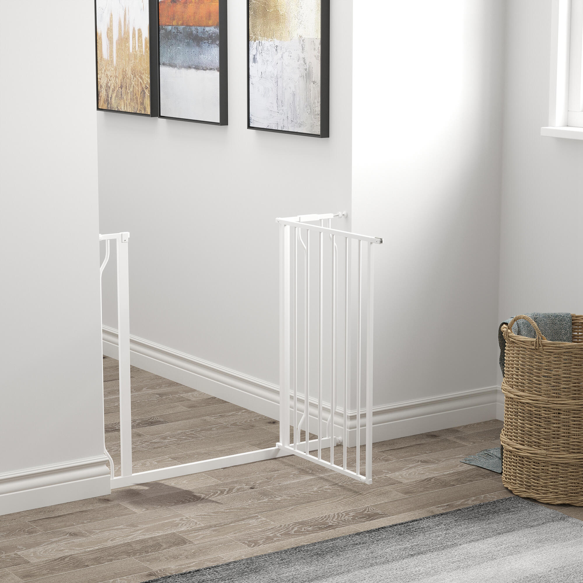 Barreira de segurança para cães 73x75-95x76 cm branco PawHut 2/7
