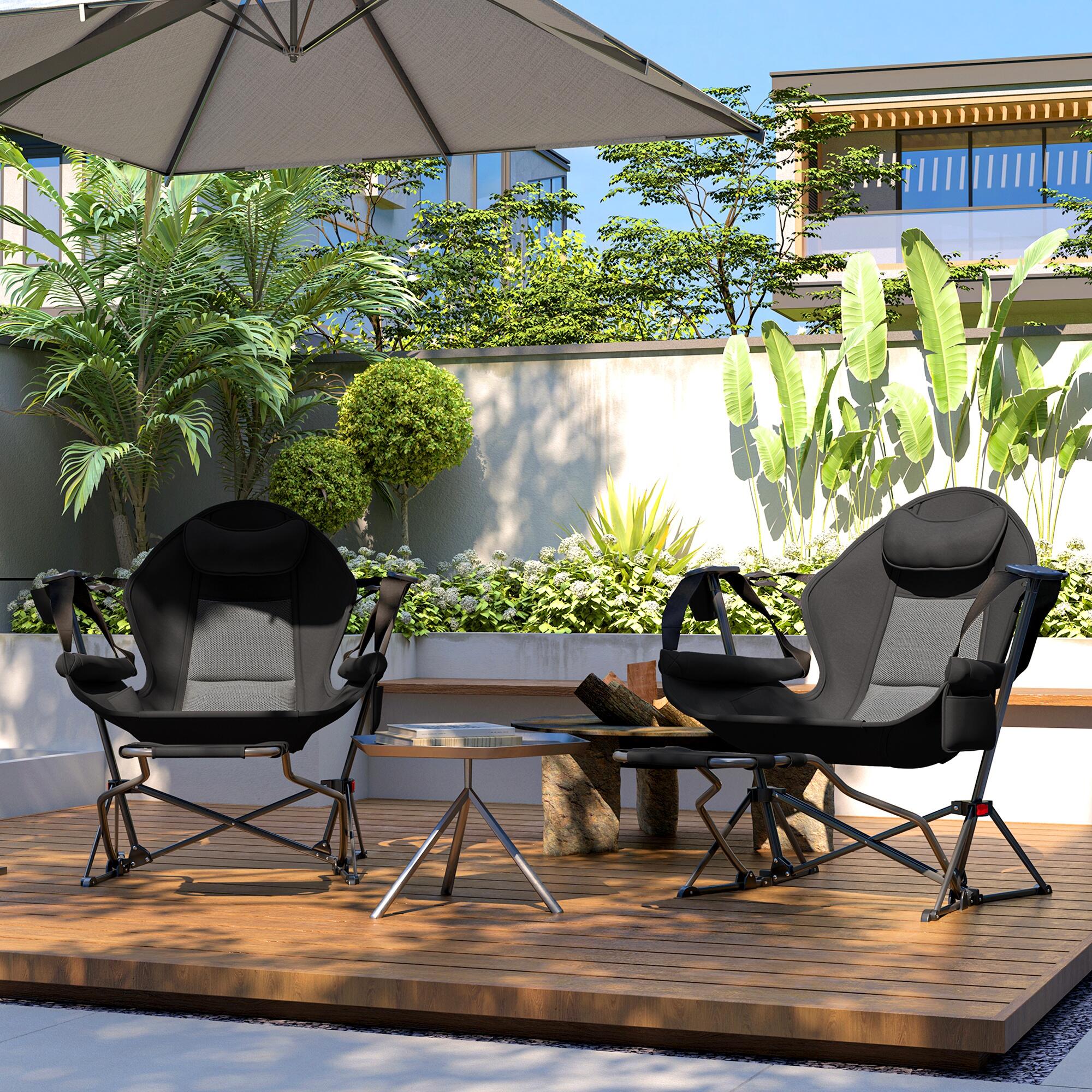 Cadeiras de campismo 88x160x104 cm preto Outsunny 4/7