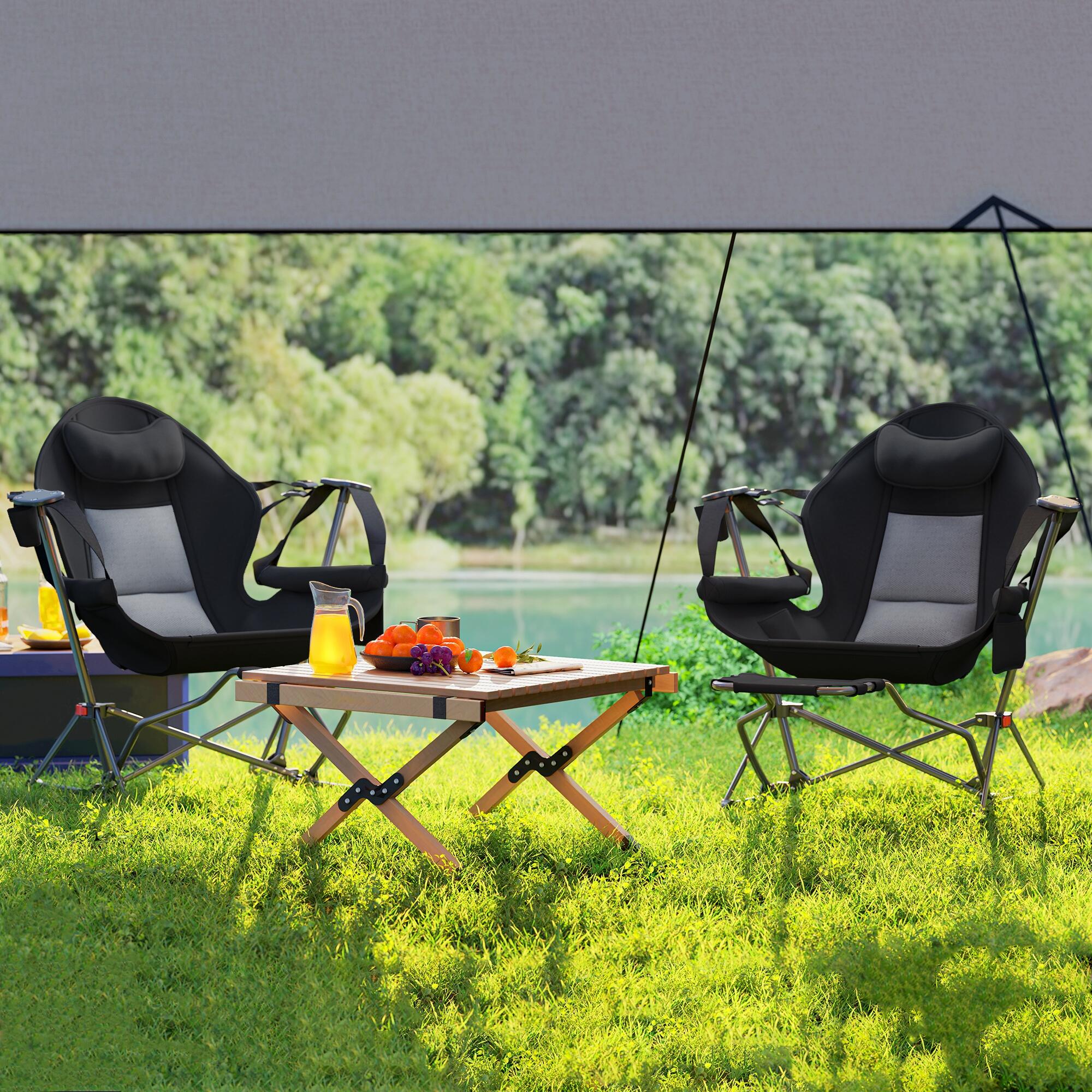 Cadeiras de campismo 88x160x104 cm preto Outsunny 5/7