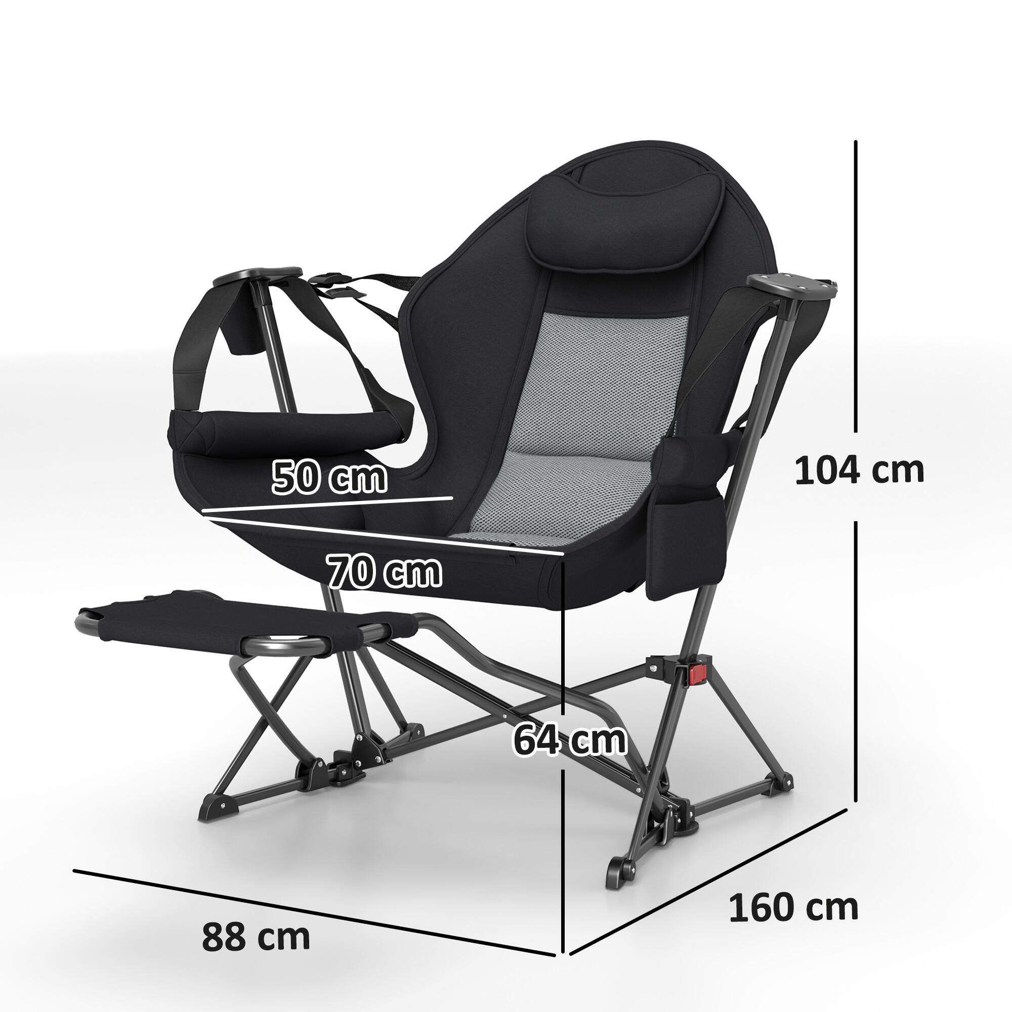 Cadeiras de campismo 88x160x104 cm preto Outsunny 3/7