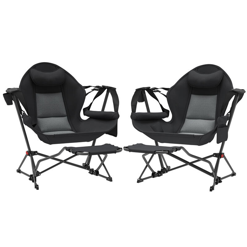 Mecedora para Camping Outsunny 88x160x104 cm Negro