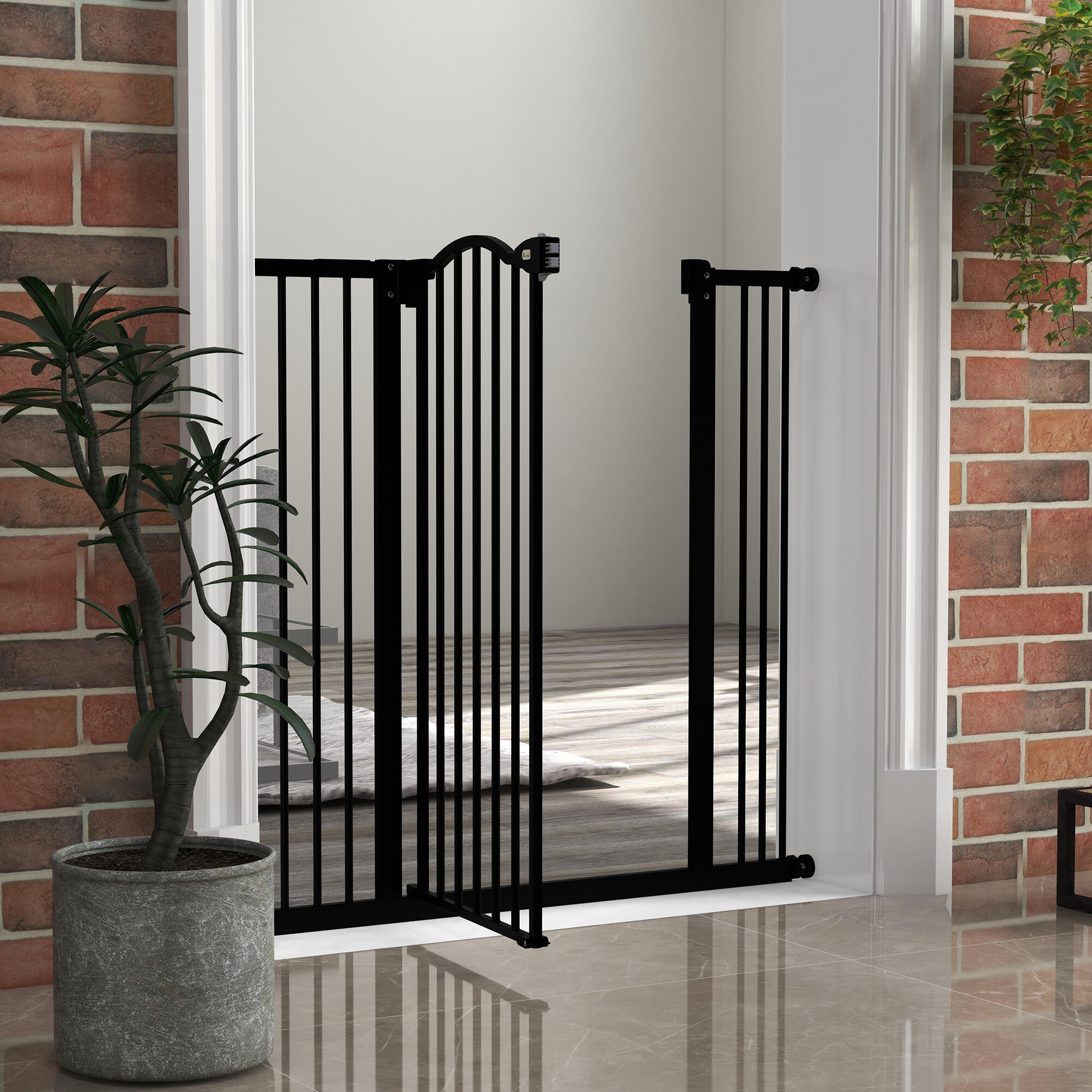 Barrera para Perros PawHut 100x3.5x94 cm Negro 4/7