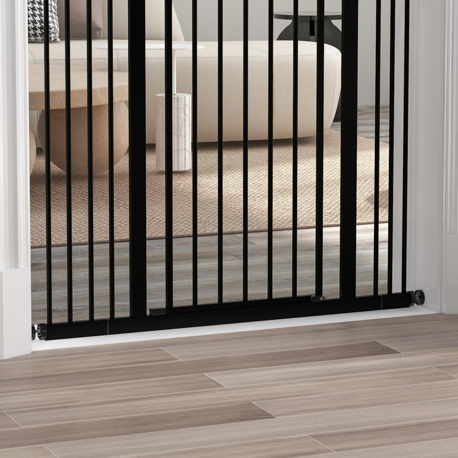 Barrera para Perros PawHut 100x3.5x94 cm Negro 5/7