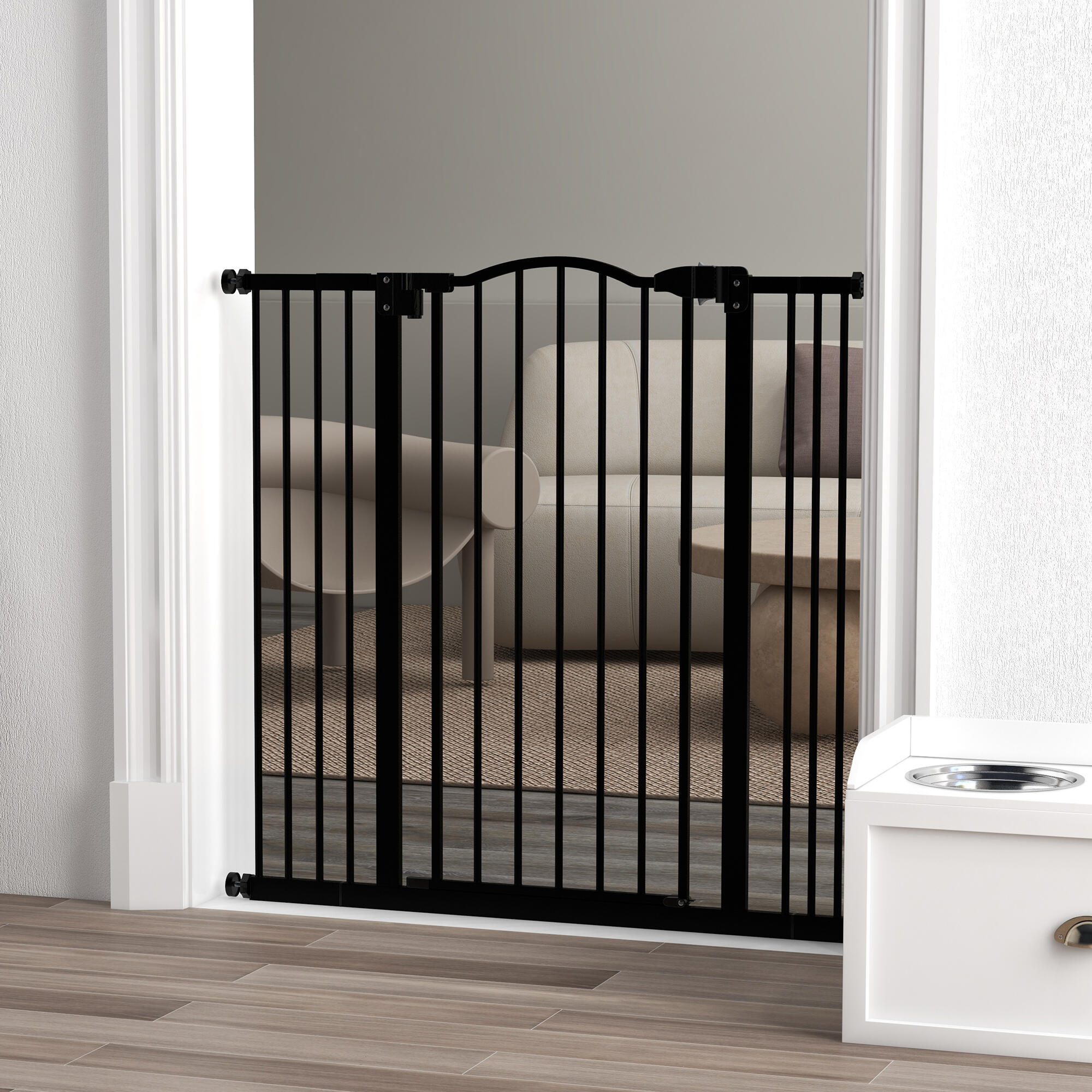 Barrera para Perros PawHut 100x3.5x94 cm Negro 2/7