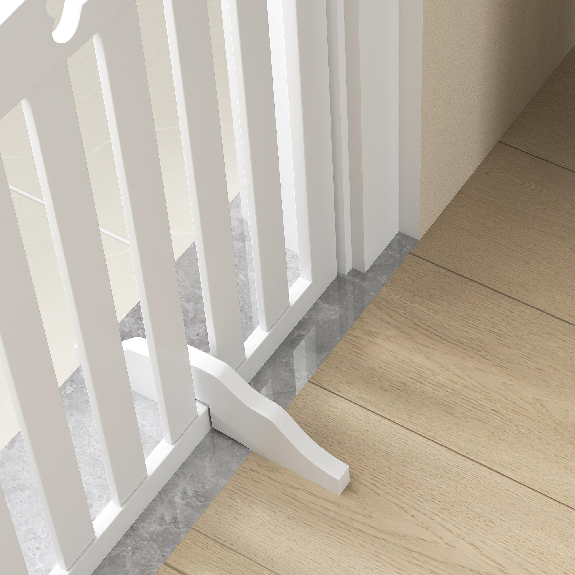 Barrera de Seguridad PawHut 207.5x30x61 cm Blanco 5/7