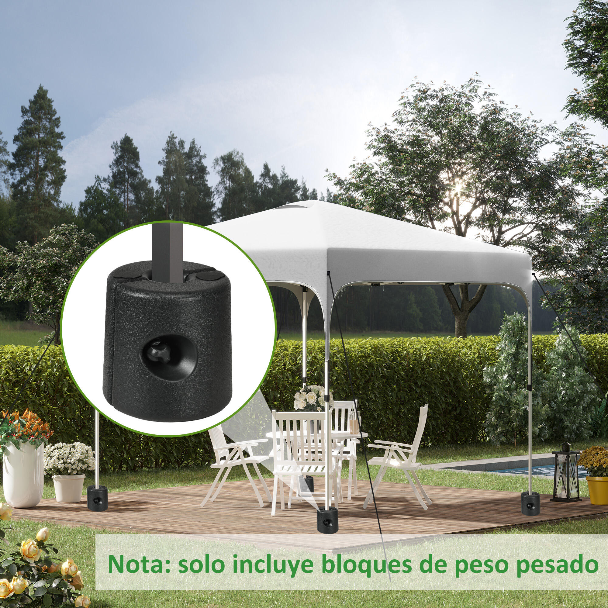 Pesos para Carpas Outsunny 24x24x25.5 cm Negro 2/7