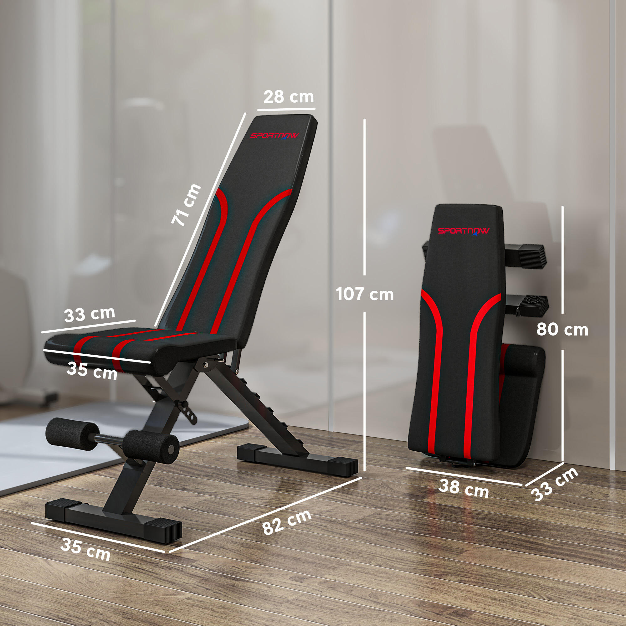 Banco de Pesas SPORTNOW 82x35x107 cm Negro 3/7