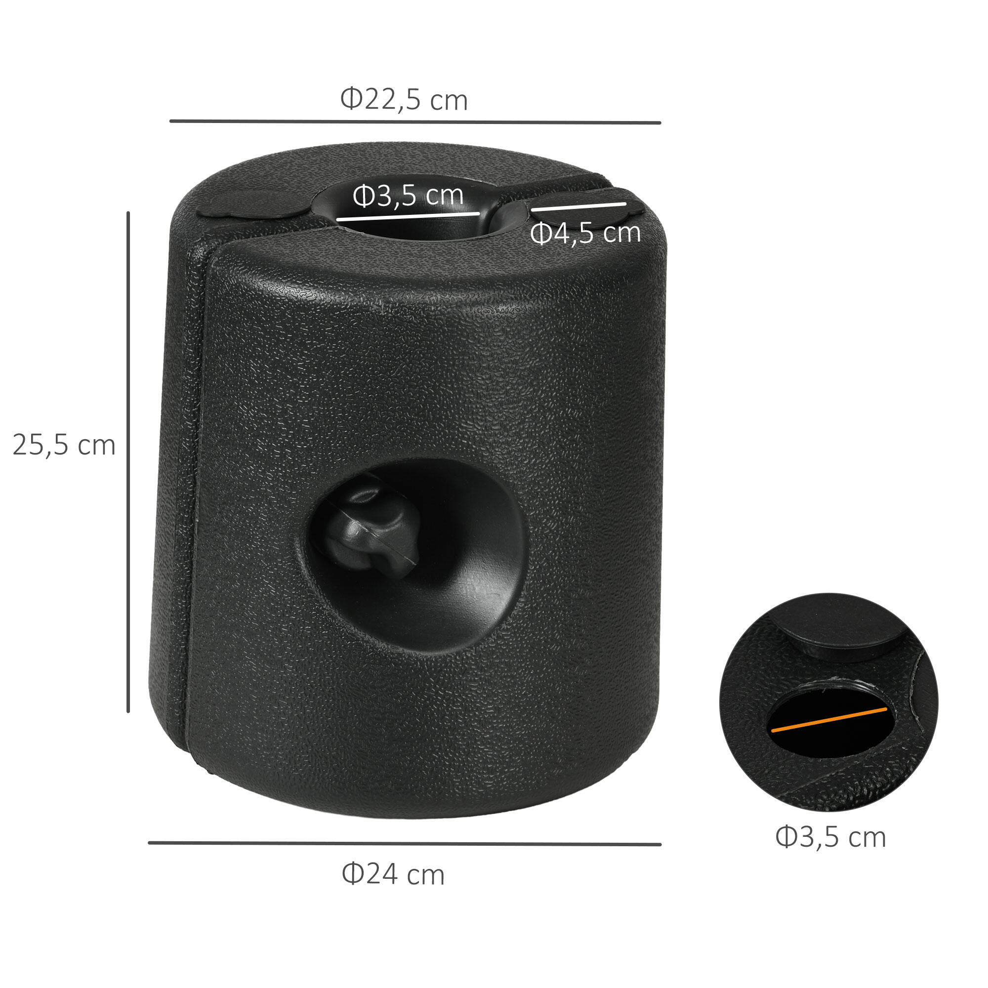 Pesos para Carpas Outsunny 24x24x25.5 cm Negro 3/7