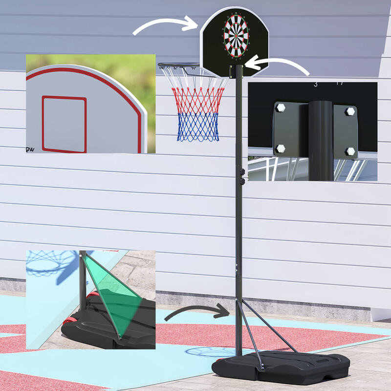 Tabela de basquetebol 75x55x247 cm preto SPORTNOW