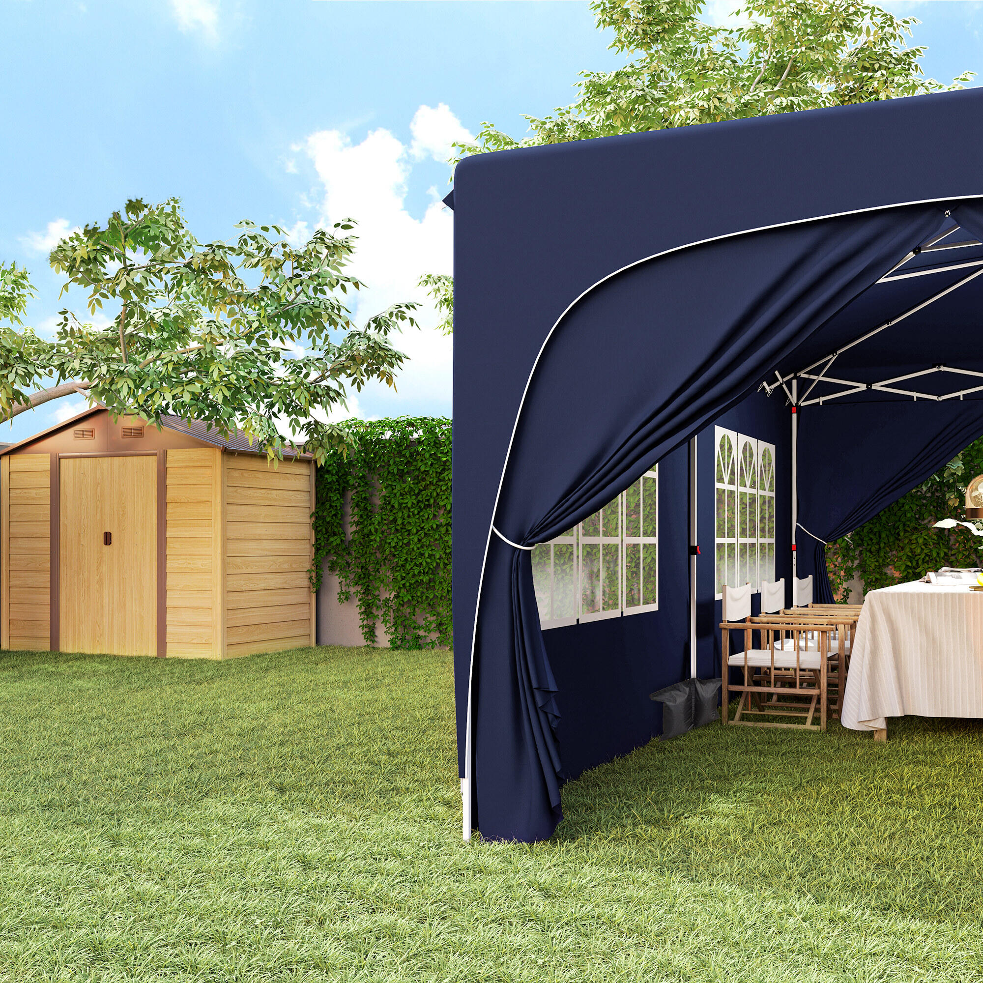 Tenda dobrável azul Outsunny 4/7
