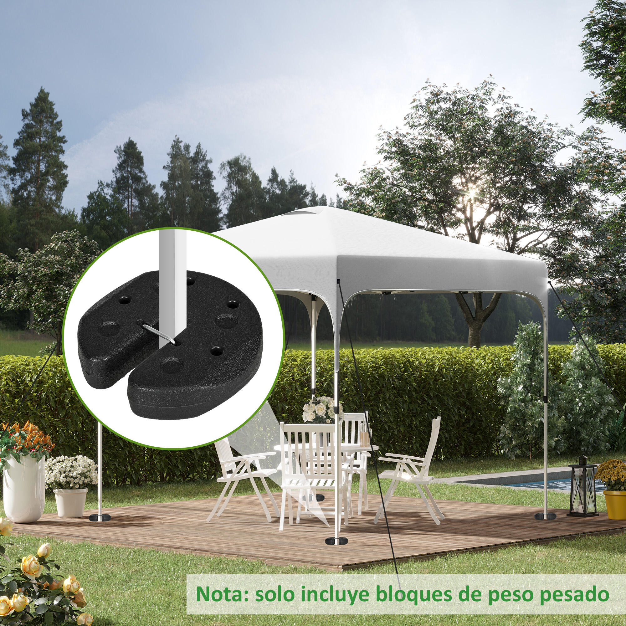 Pesos para Carpas Outsunny 22x22x5.5 cm Negro 2/7