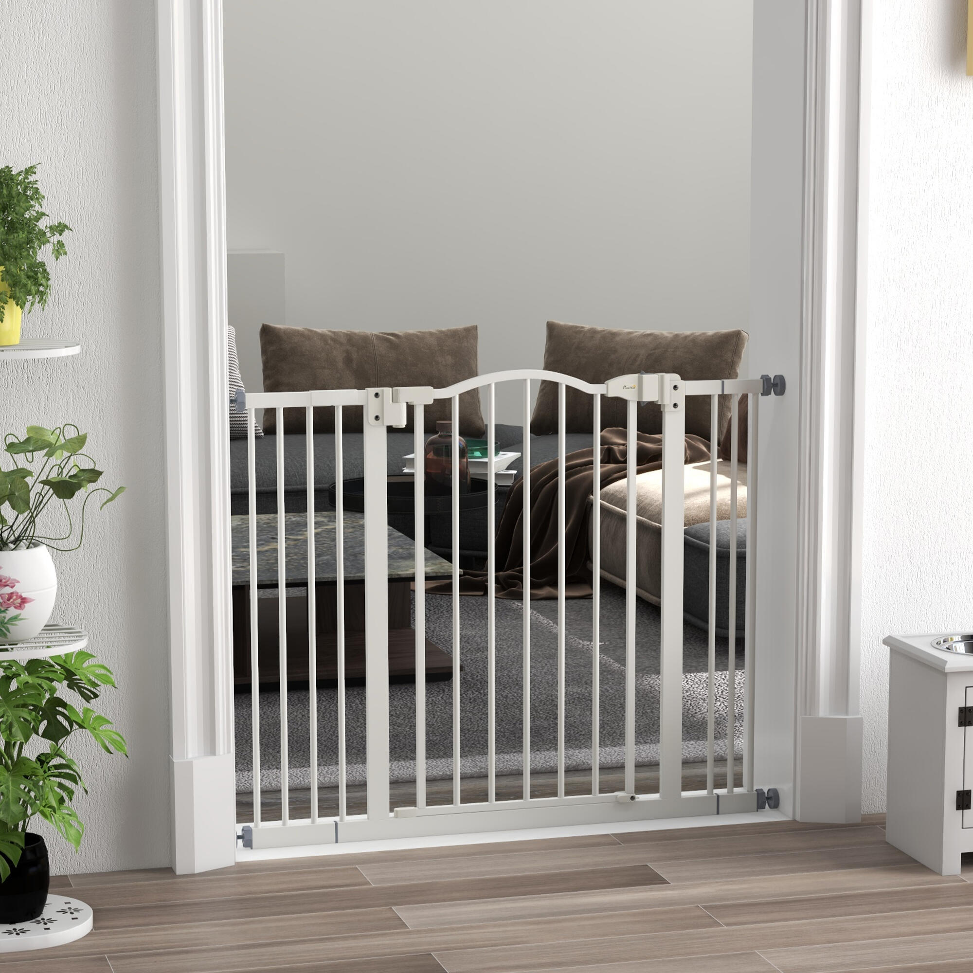 Barrera para Perros PawHut 100x3.5x78 cm Blanco 2/7