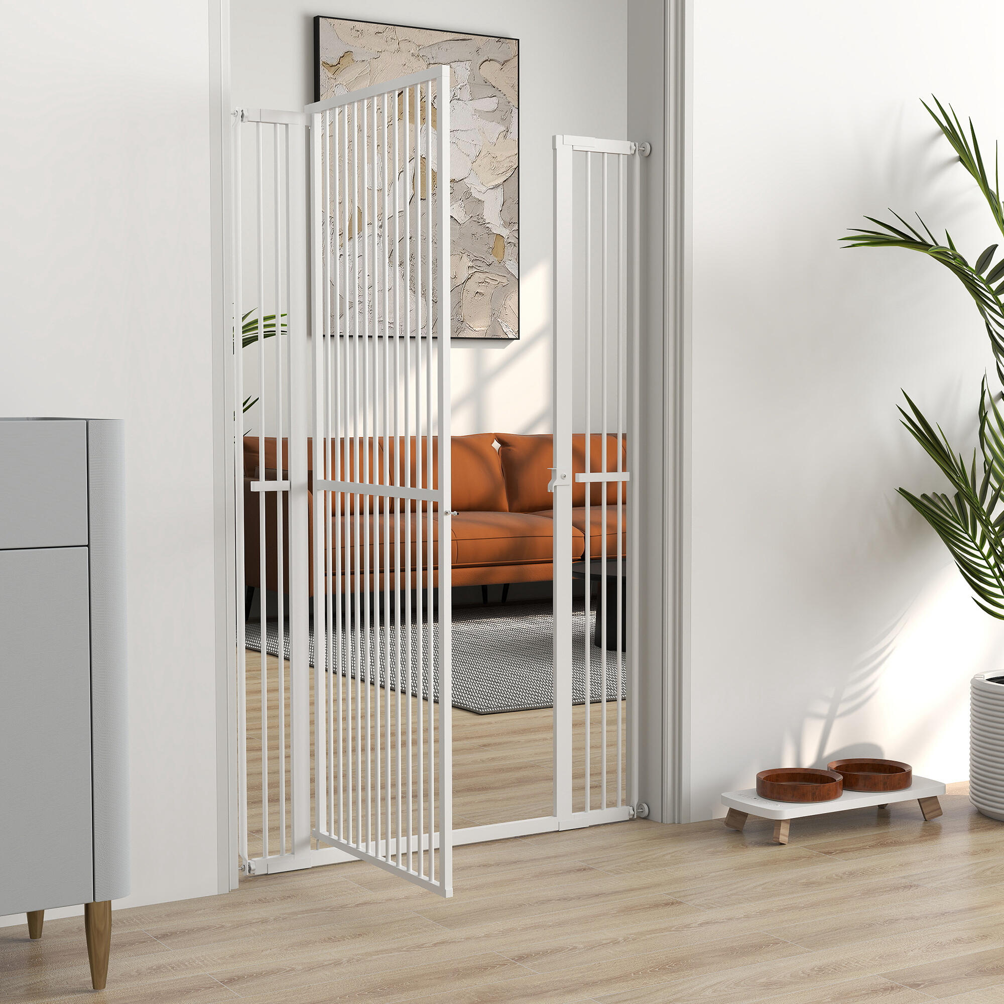 Barreira de segurança cães 104x3.5x150 cm branco PawHut 2/7