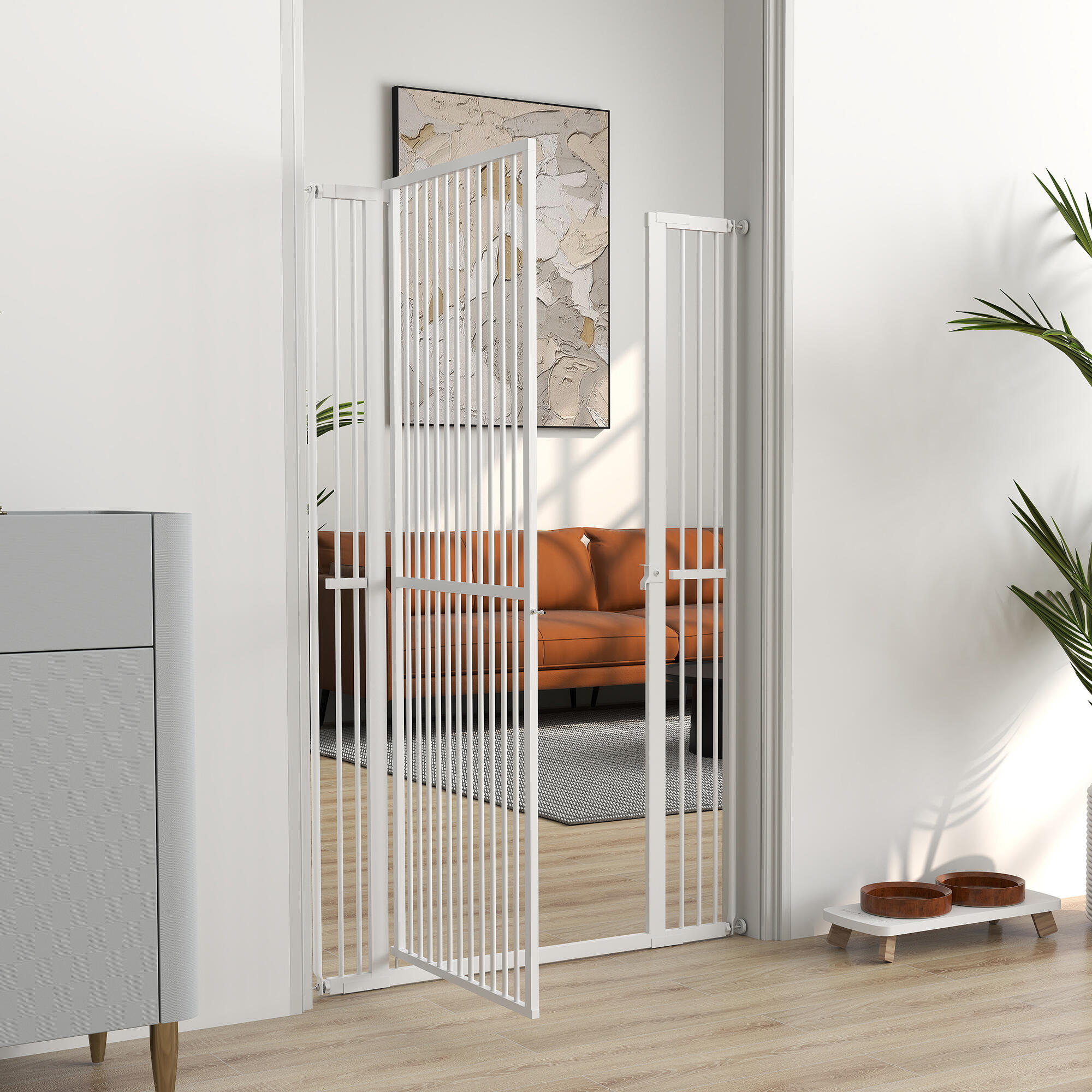 Barreira de segurança cães 104x3.5x150 cm branco PawHut 5/7