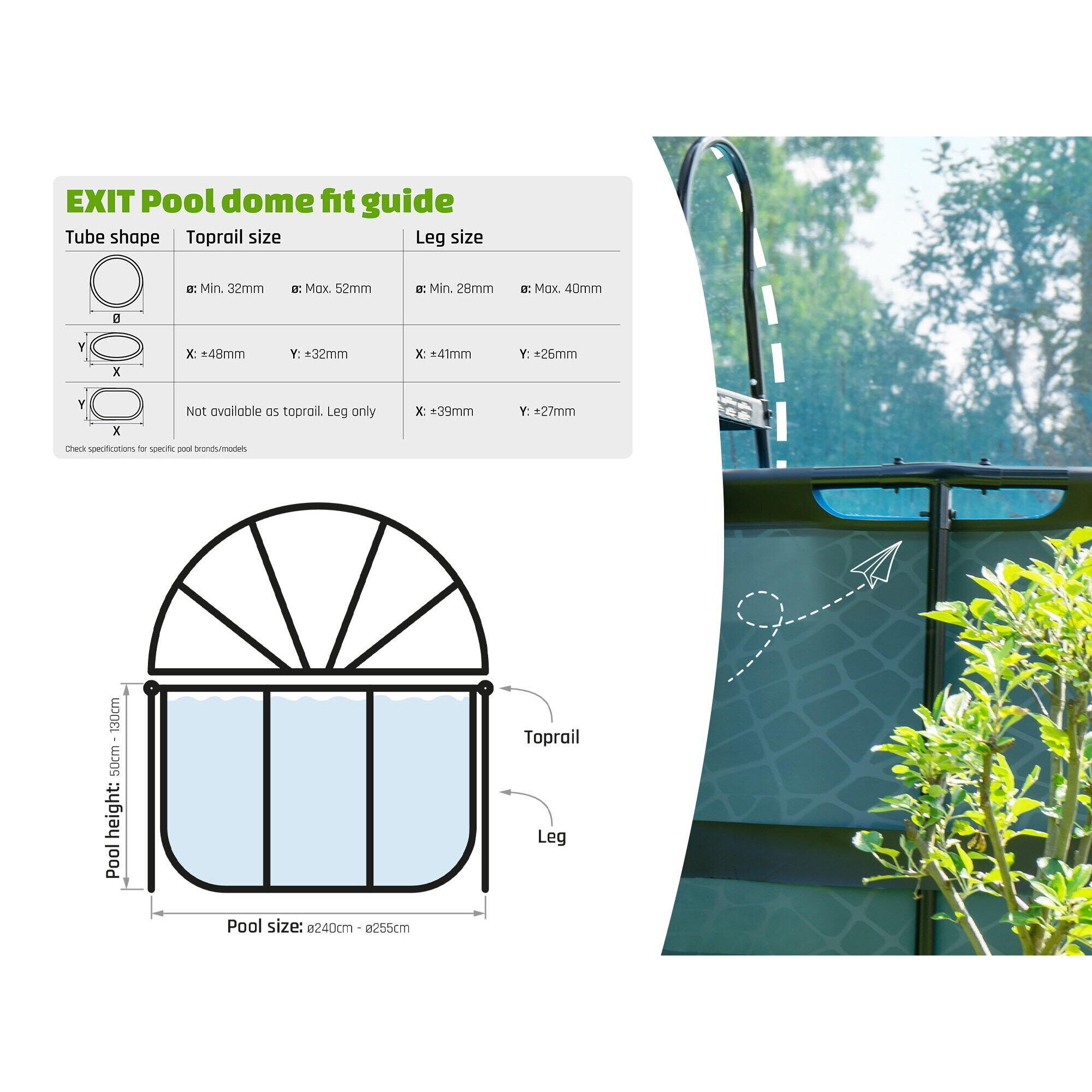Copertura per piscina EXIT ECO ø244cm - universale 6/7
