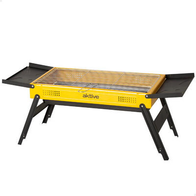 Aktive Barbecue pieghevole a carbonella in acciaio 89x33x33 cm con vassoi