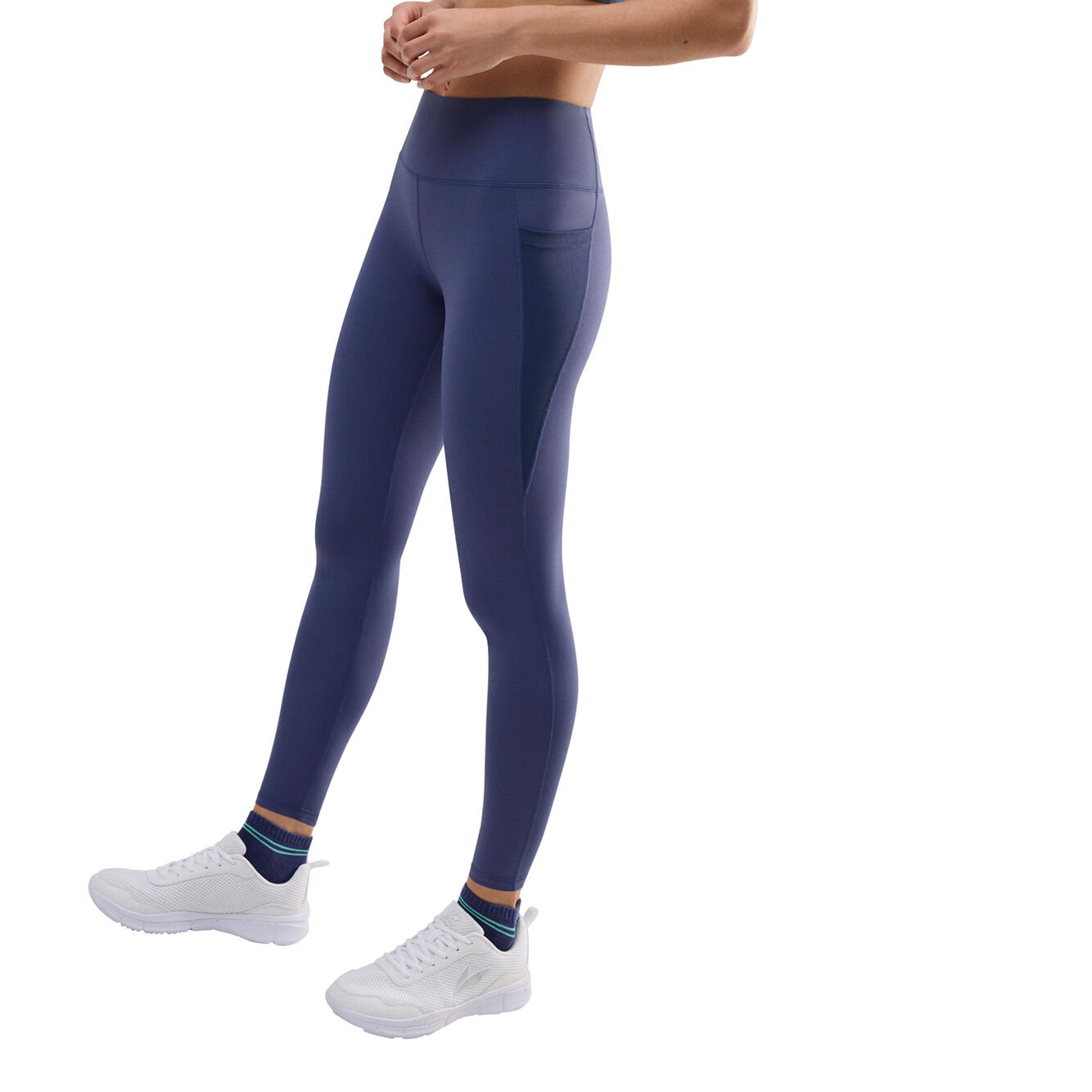 Legging de sport long à poches latérales bleu marine 4/7