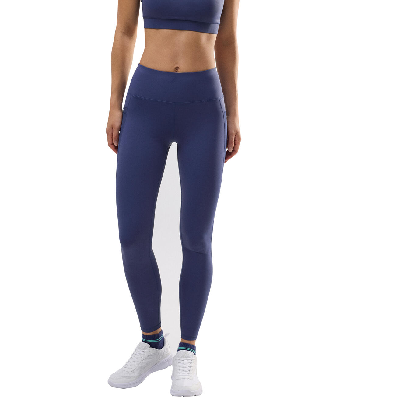 Legging de sport long à poches latérales bleu marine 2/7