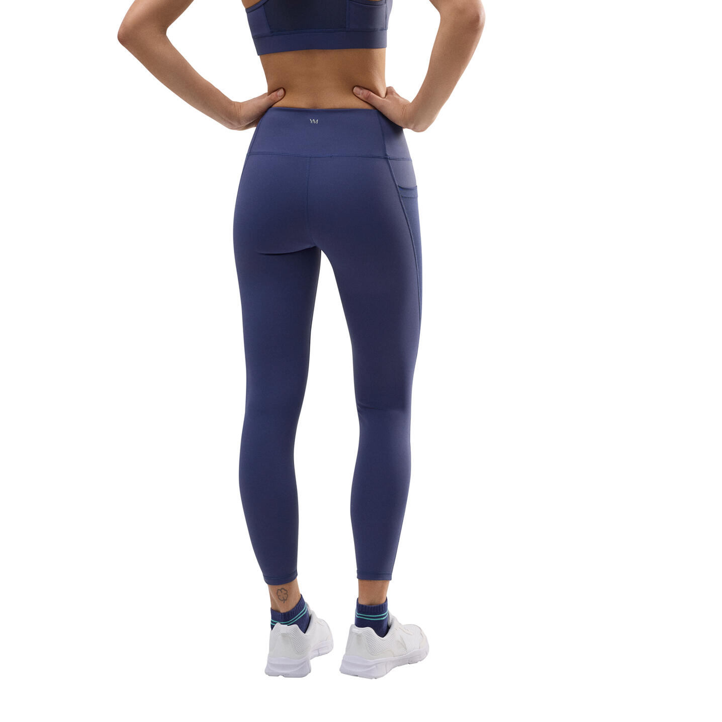 Legging de sport long à poches latérales bleu marine 3/7