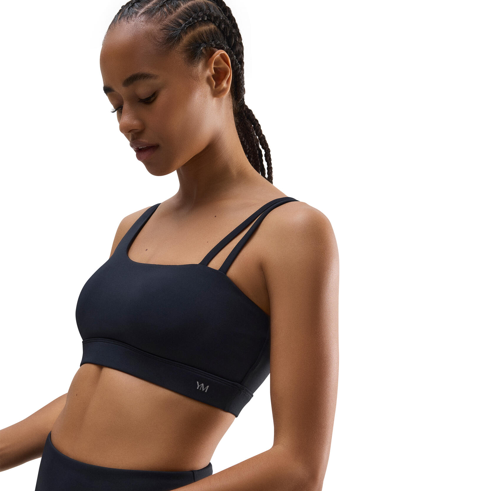 Soutien-gorge de sport asymétrique noir à maintien léger 3/6