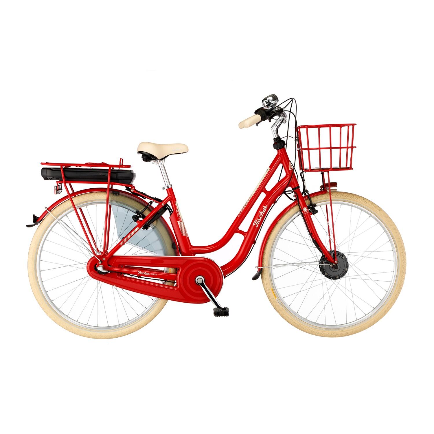 FISCHER BIKE FISCHER City E-Bike Cita Retro 2.0 - rot, RH 48 cm, 28 Zoll, 418 Wh Rücktritt