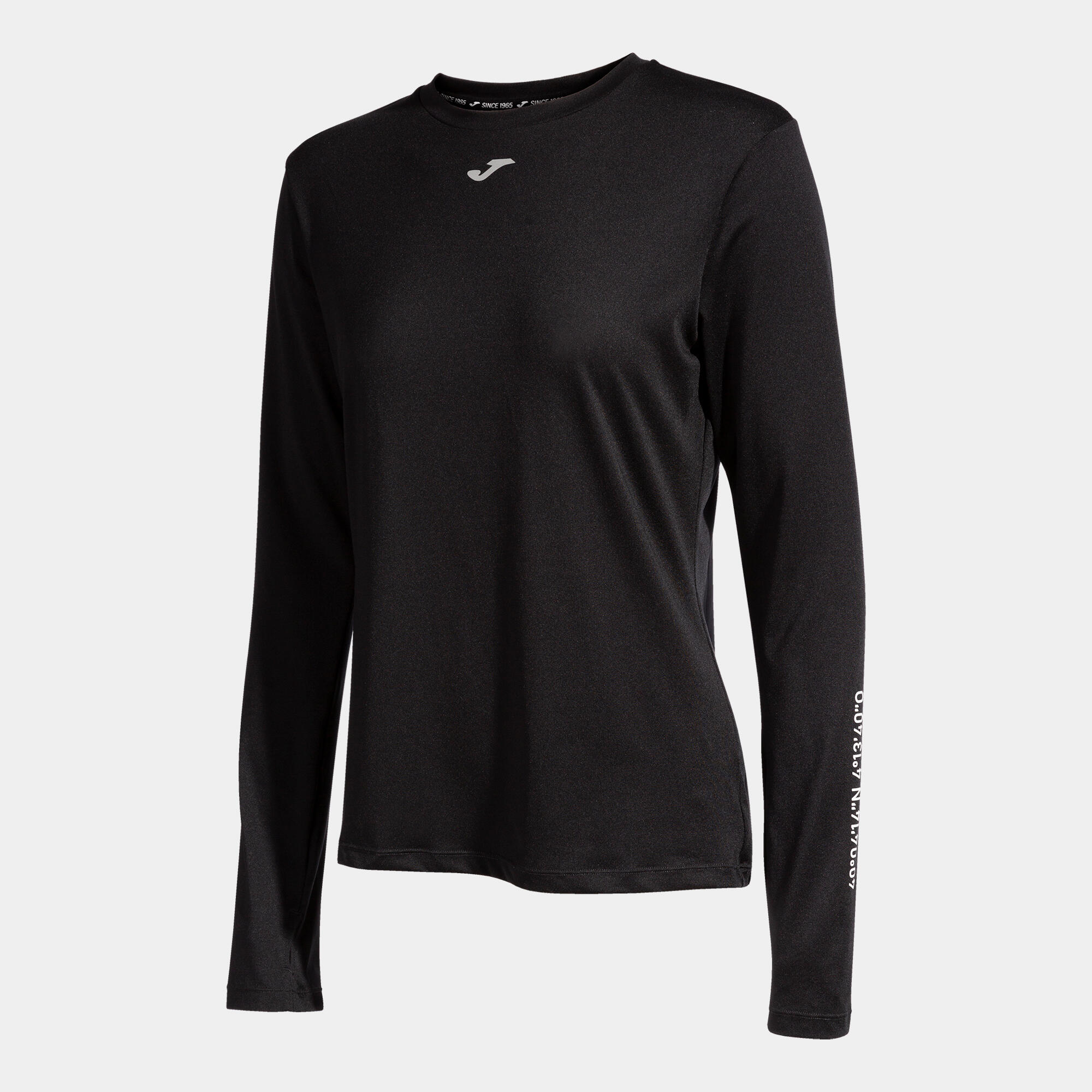 T-shirt manga comprida running mulher joma r-nature preto