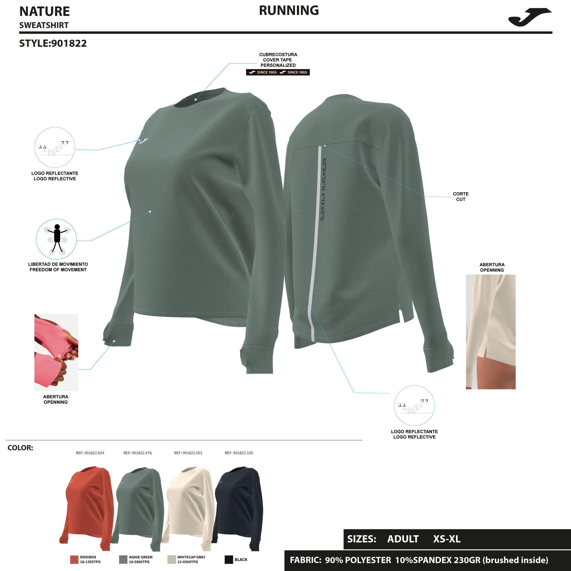 Sweat-Shirt Running Femme Joma R-Nature Noir 5/5