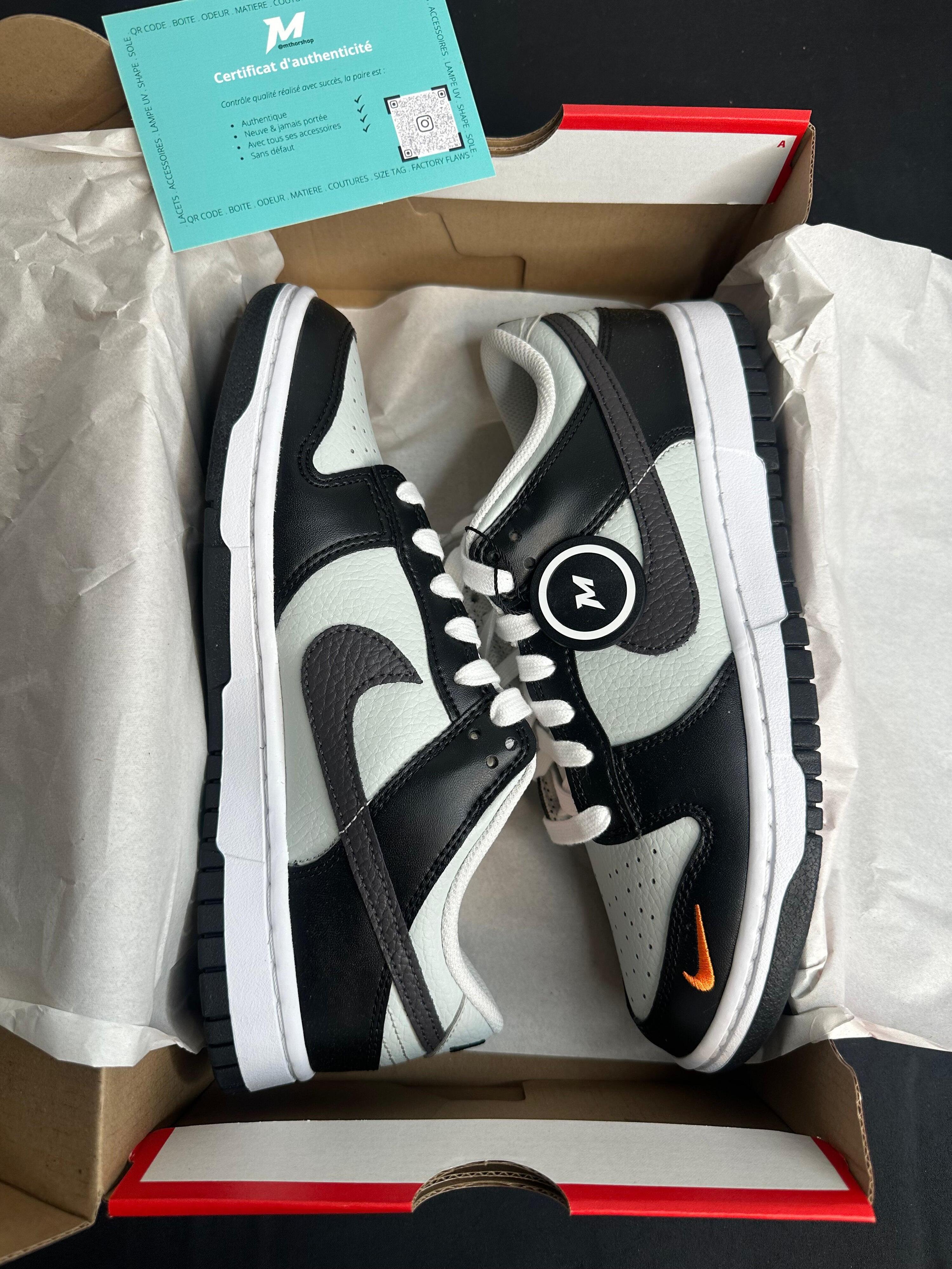 Nike Dunk Low Black Total Orange Mini Swoosh 2/6
