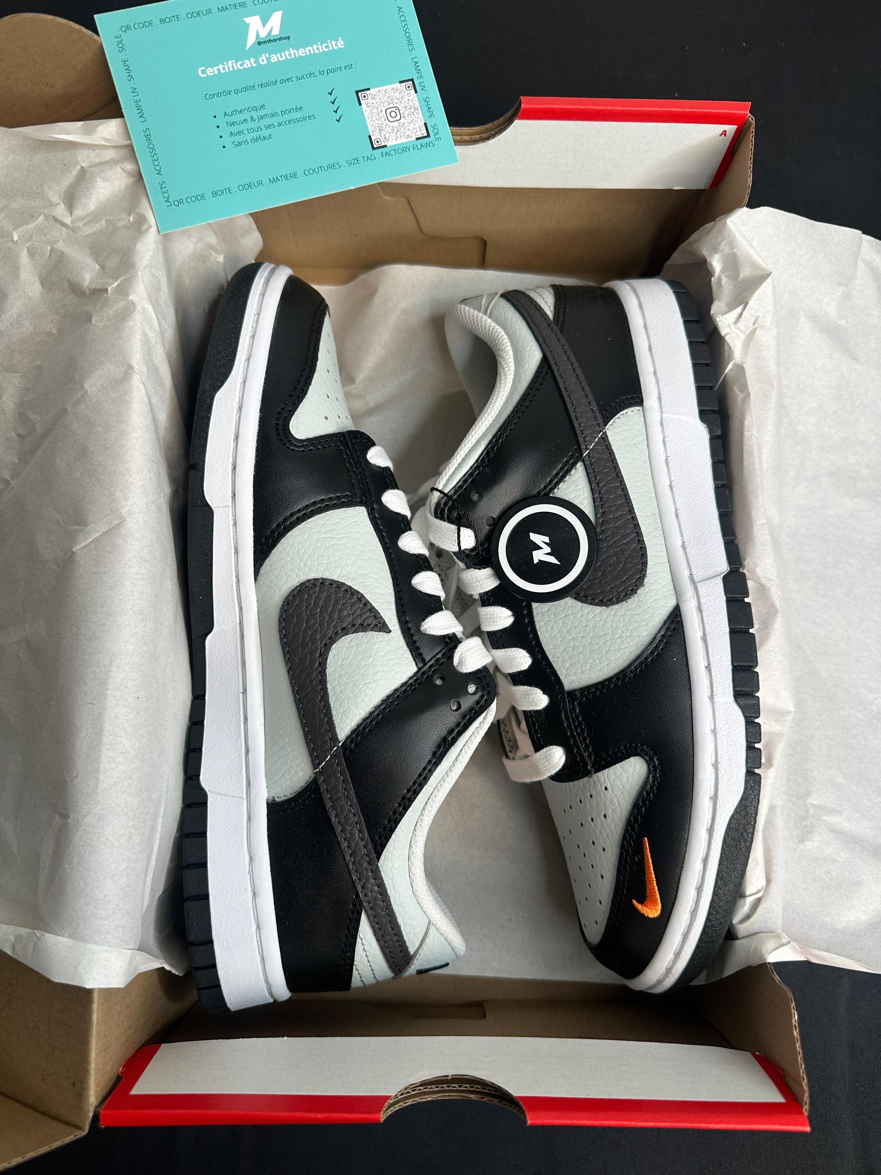 Nike Dunk Low Black Total Orange Mini Swoosh 2/6