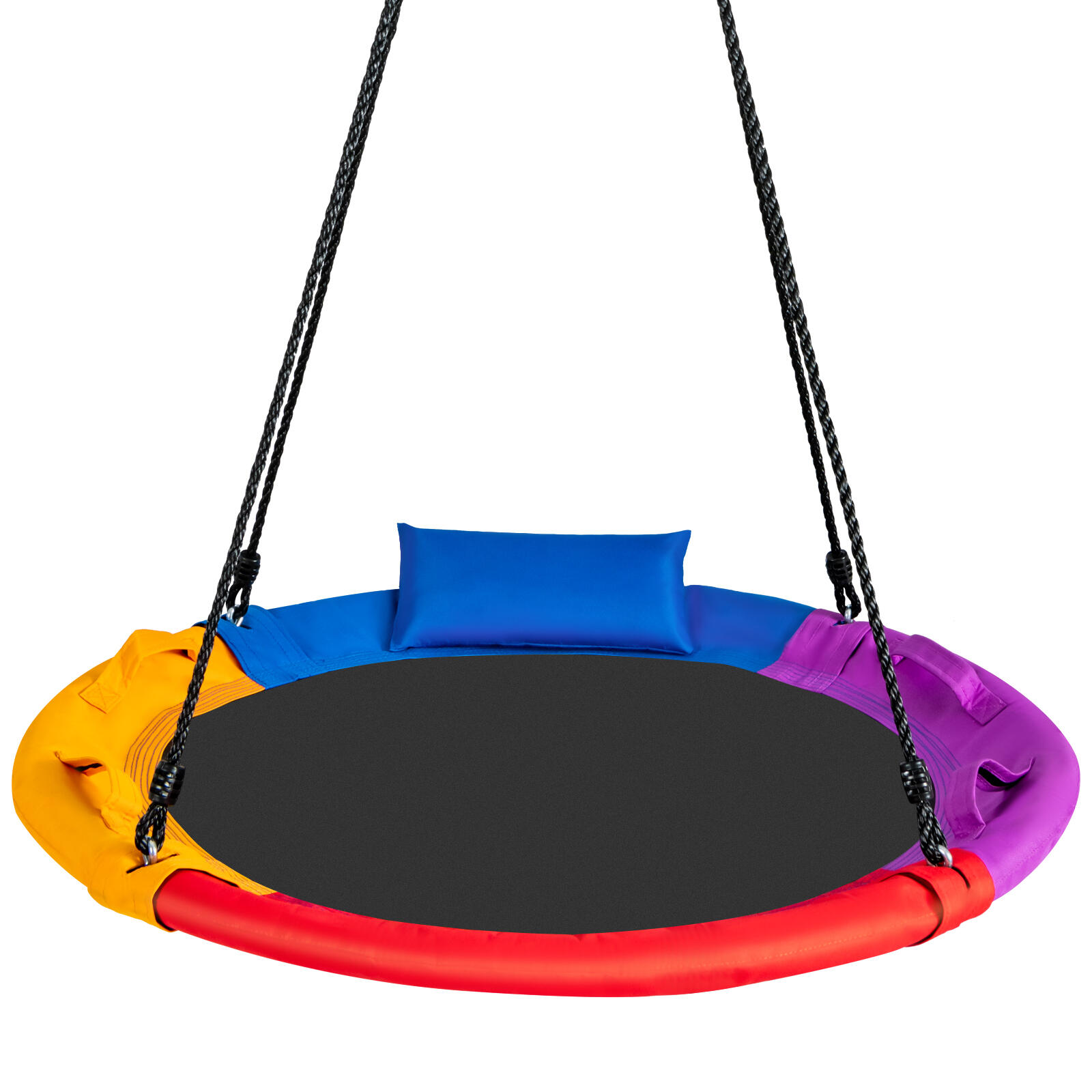 100cm Tree Swing Seat Flying Saucer Swing w/Pillow Outdoor Playground Garden