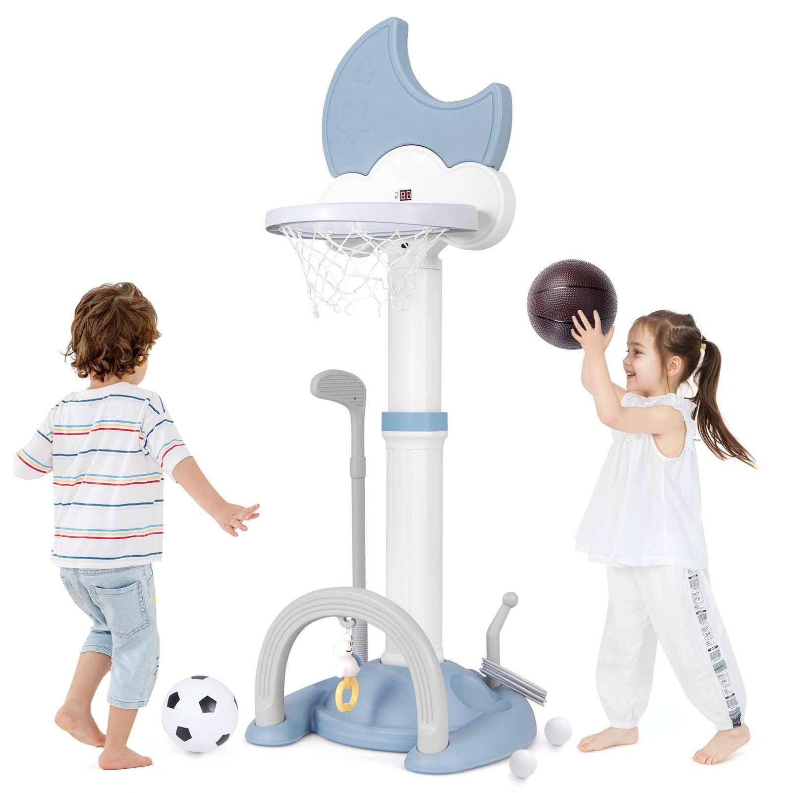 4-in-1 Basketball Hoop Kids Sports Center Football Golf Toy Set